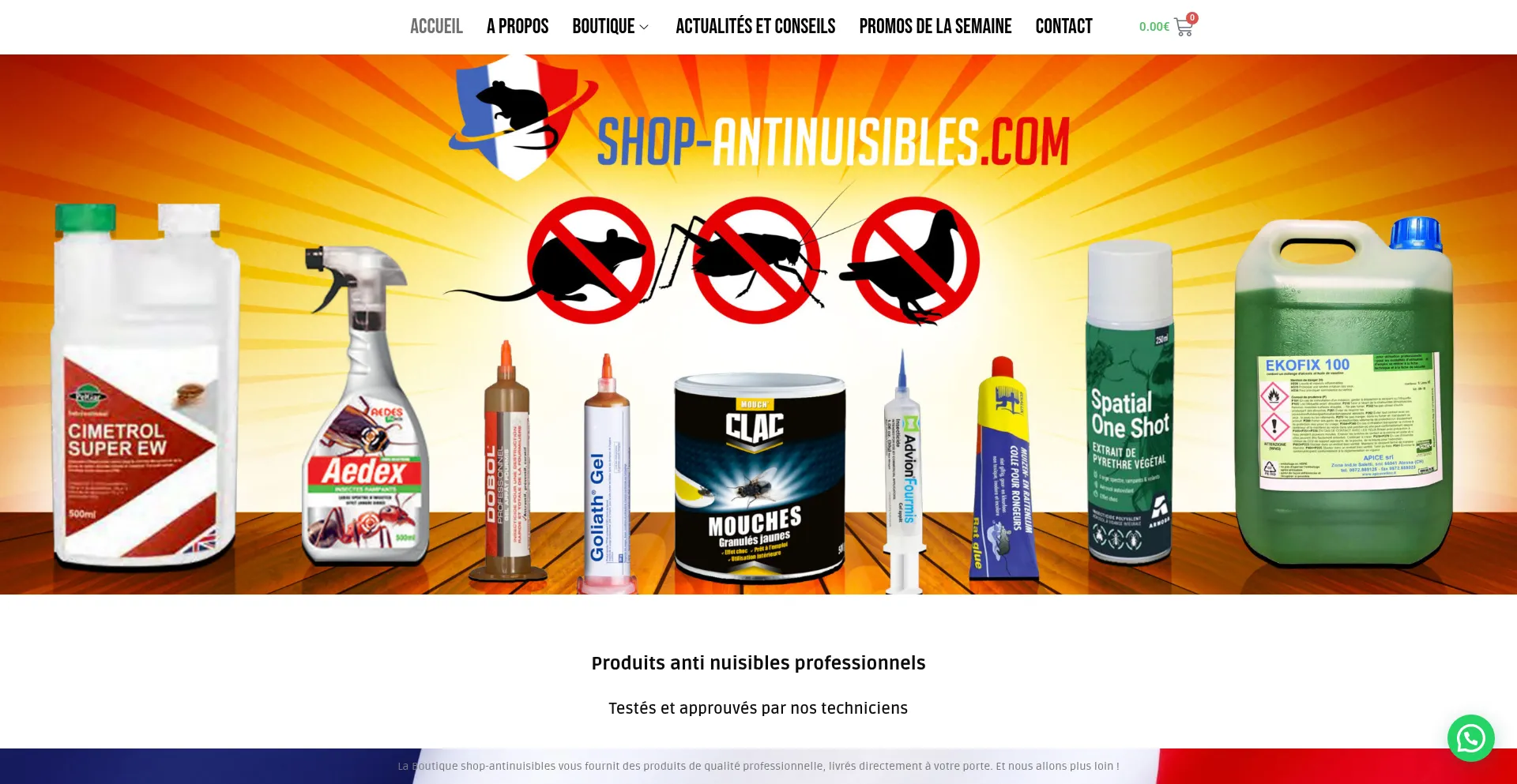 Website screenshot of Shop-antinuisibles.com