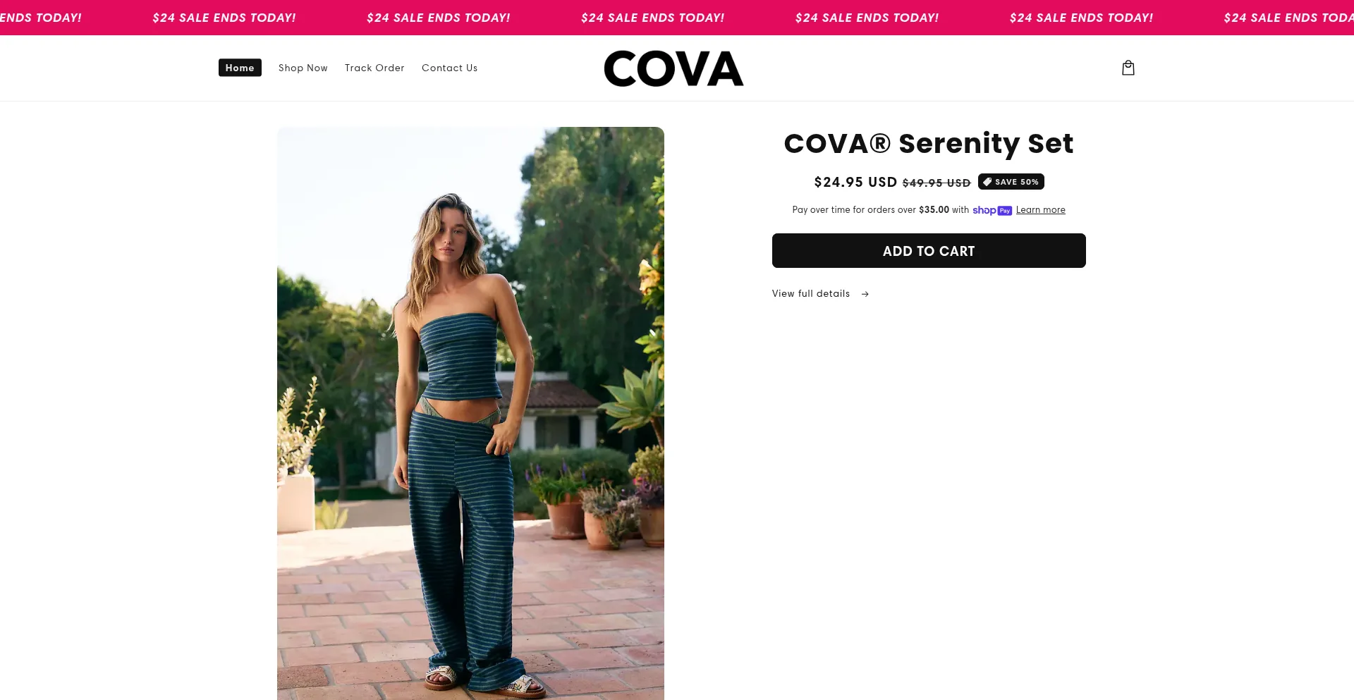 Website screenshot of Shop-cova.store