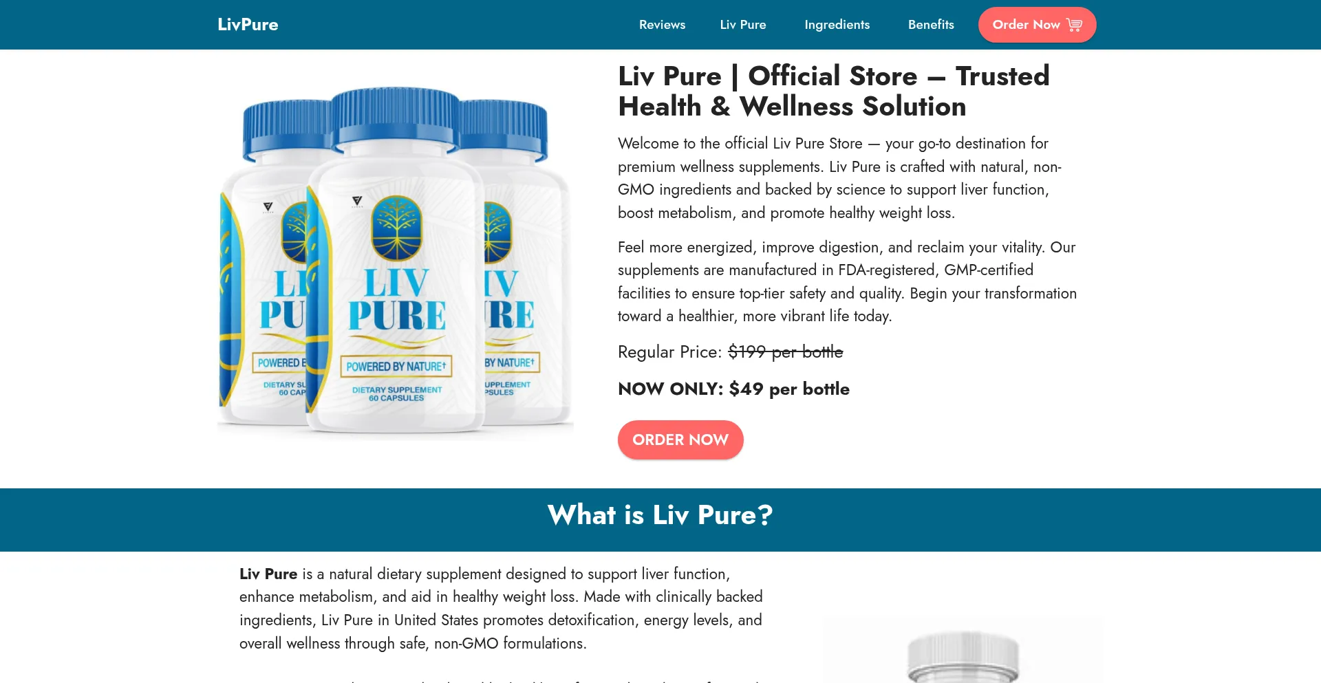 Website screenshot of Shop-livpure.us