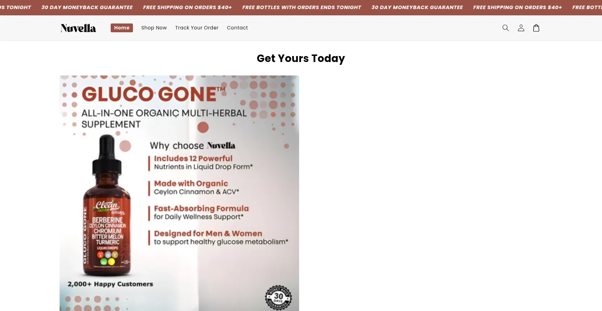 Website screenshot of Shop-nuvella.com
