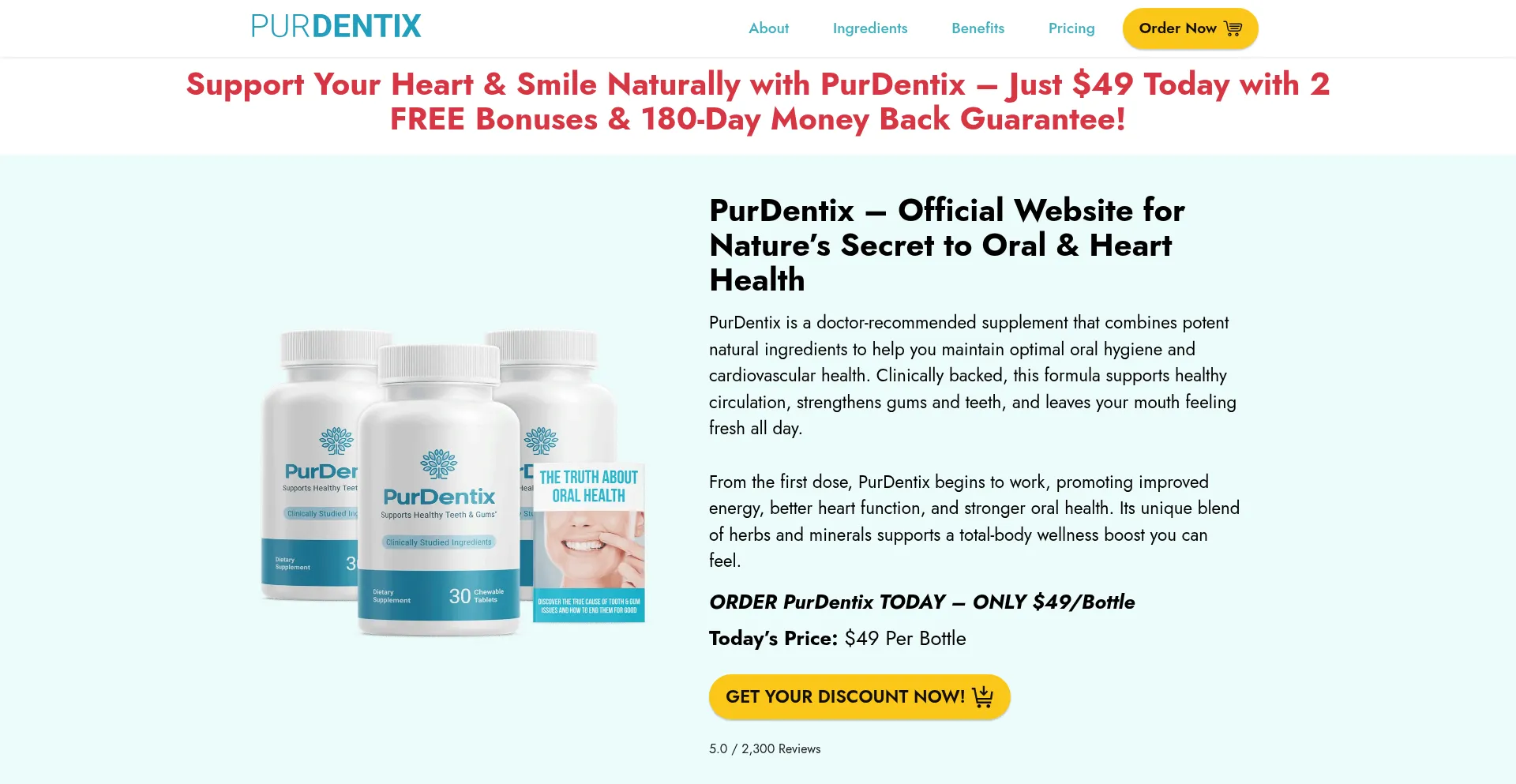 Website screenshot of Shop-purdentix.us
