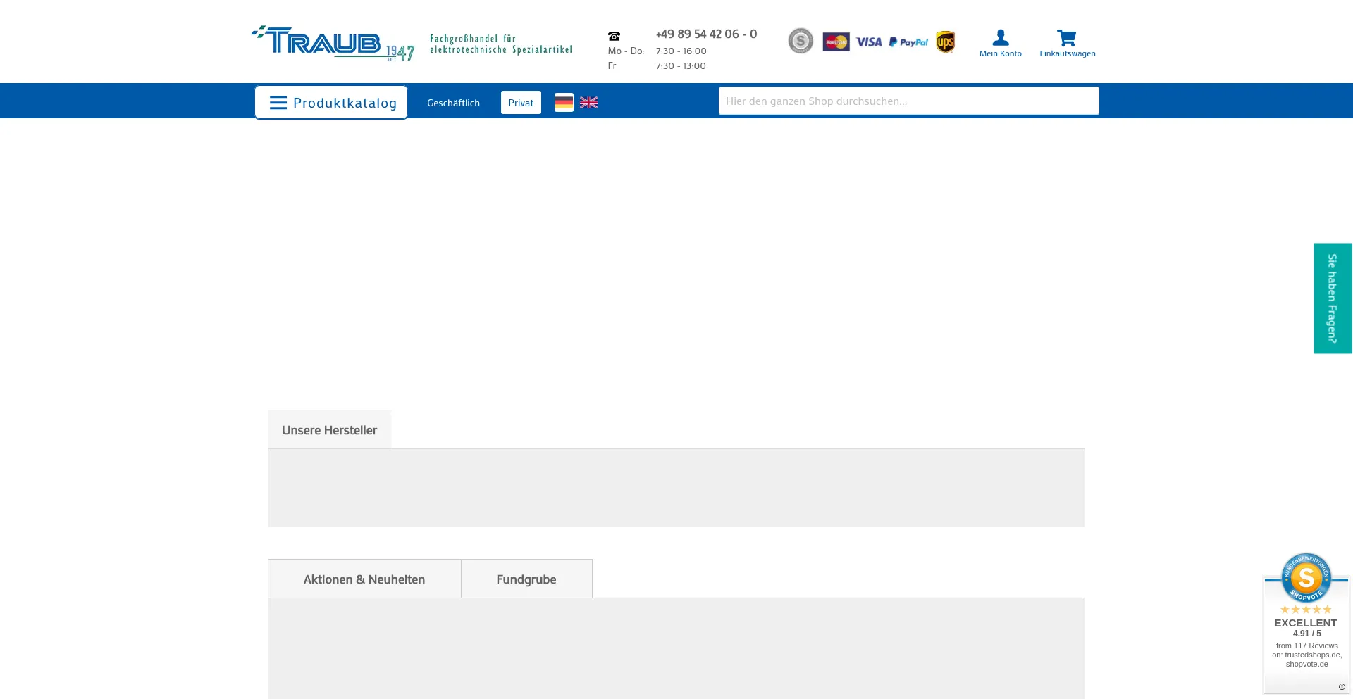 Website screenshot of Shop-traub.de