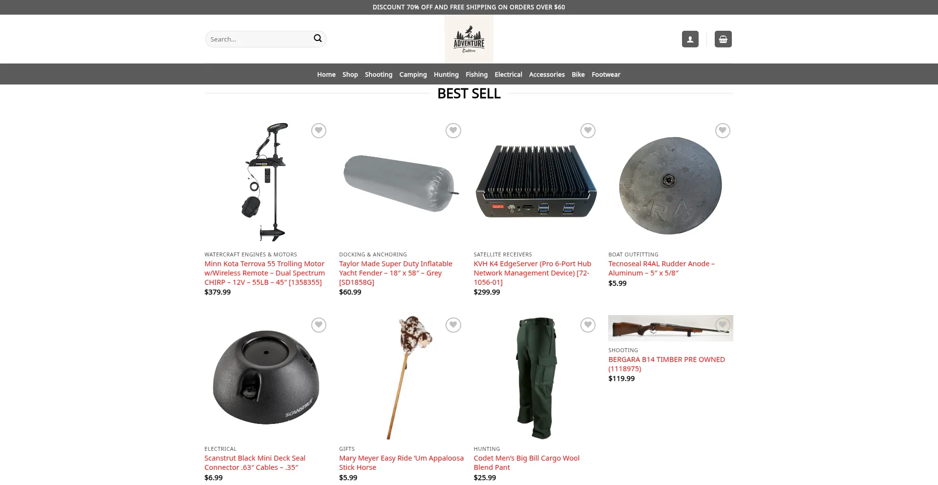 Website screenshot of Shopadventuresports.com