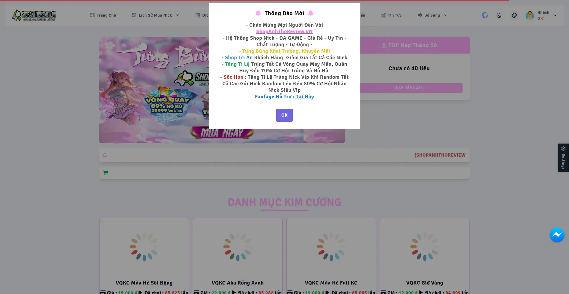 Website screenshot of Shopanhthoreview.com