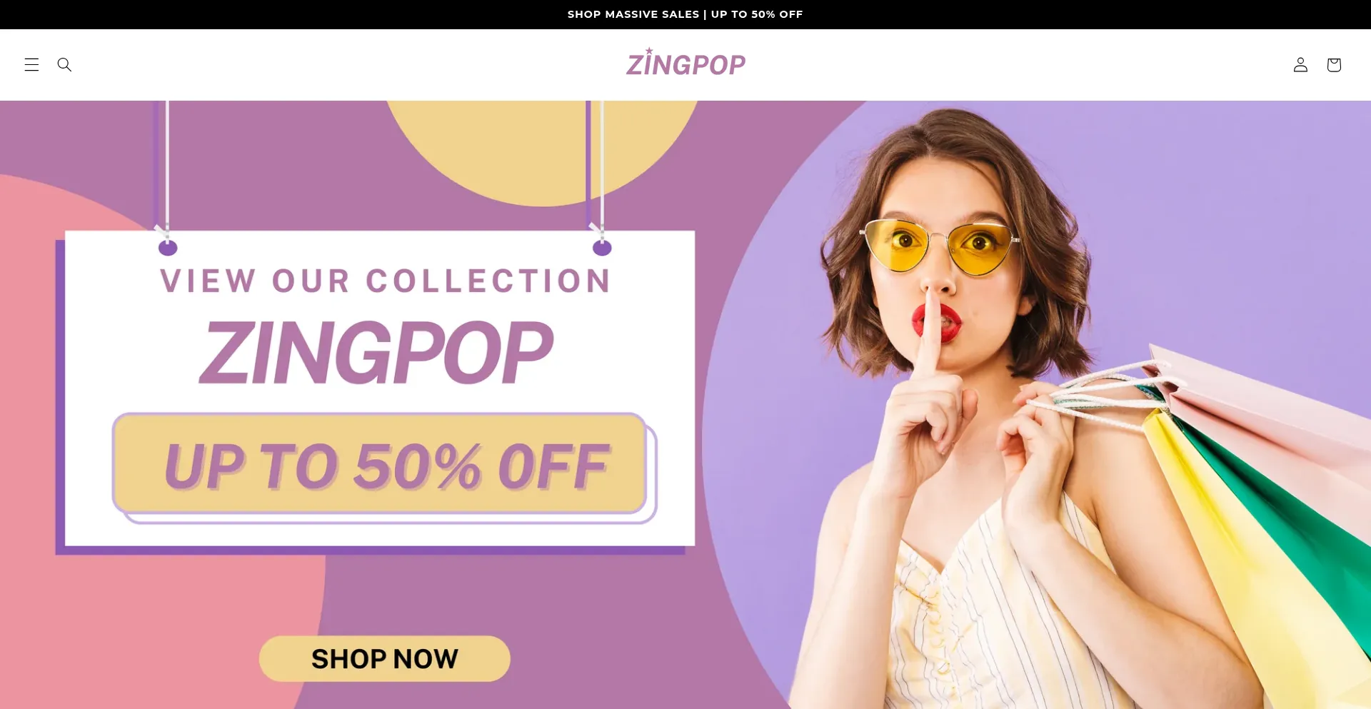 Website screenshot of Shopatzingpop.co