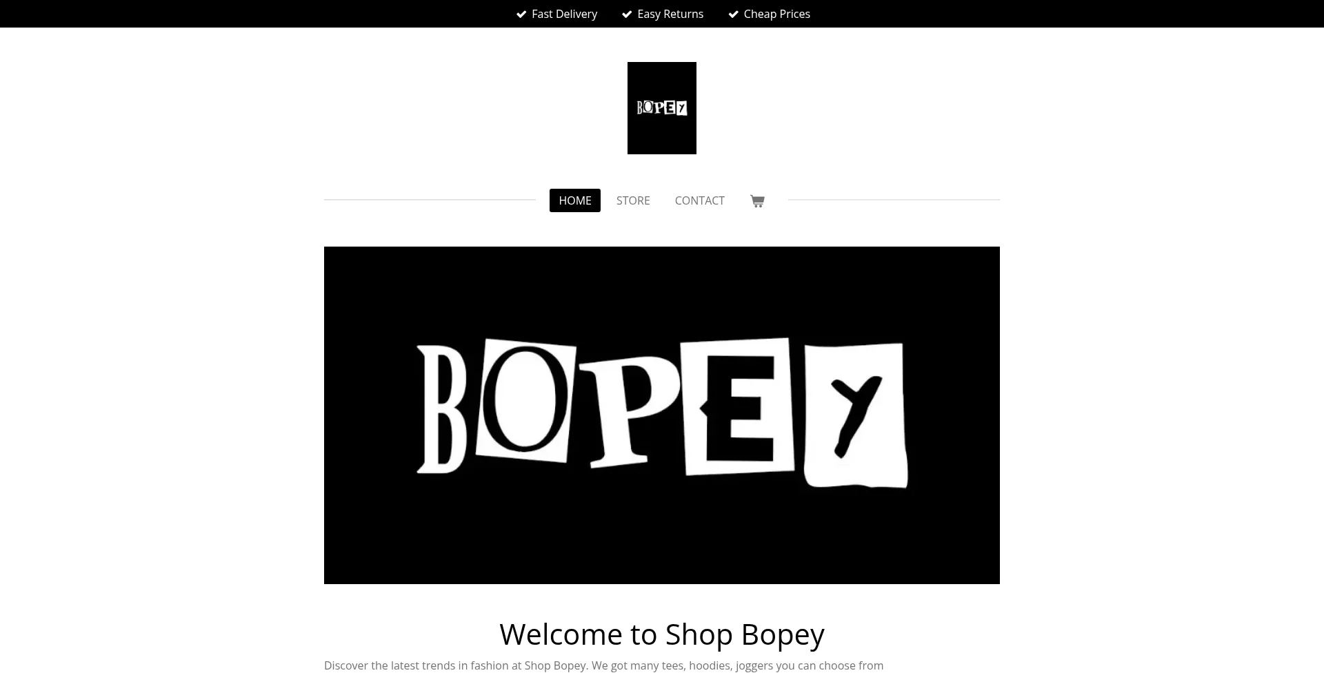 Website screenshot of Shopbopey.net