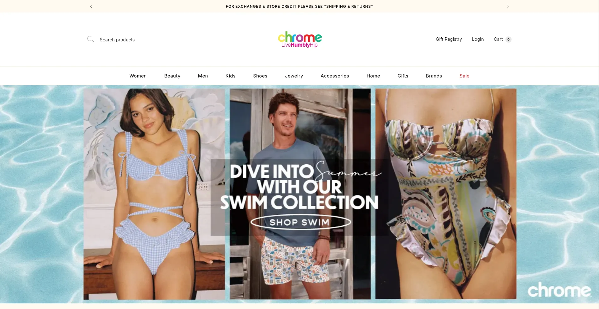 Website screenshot of Shopchrome.com
