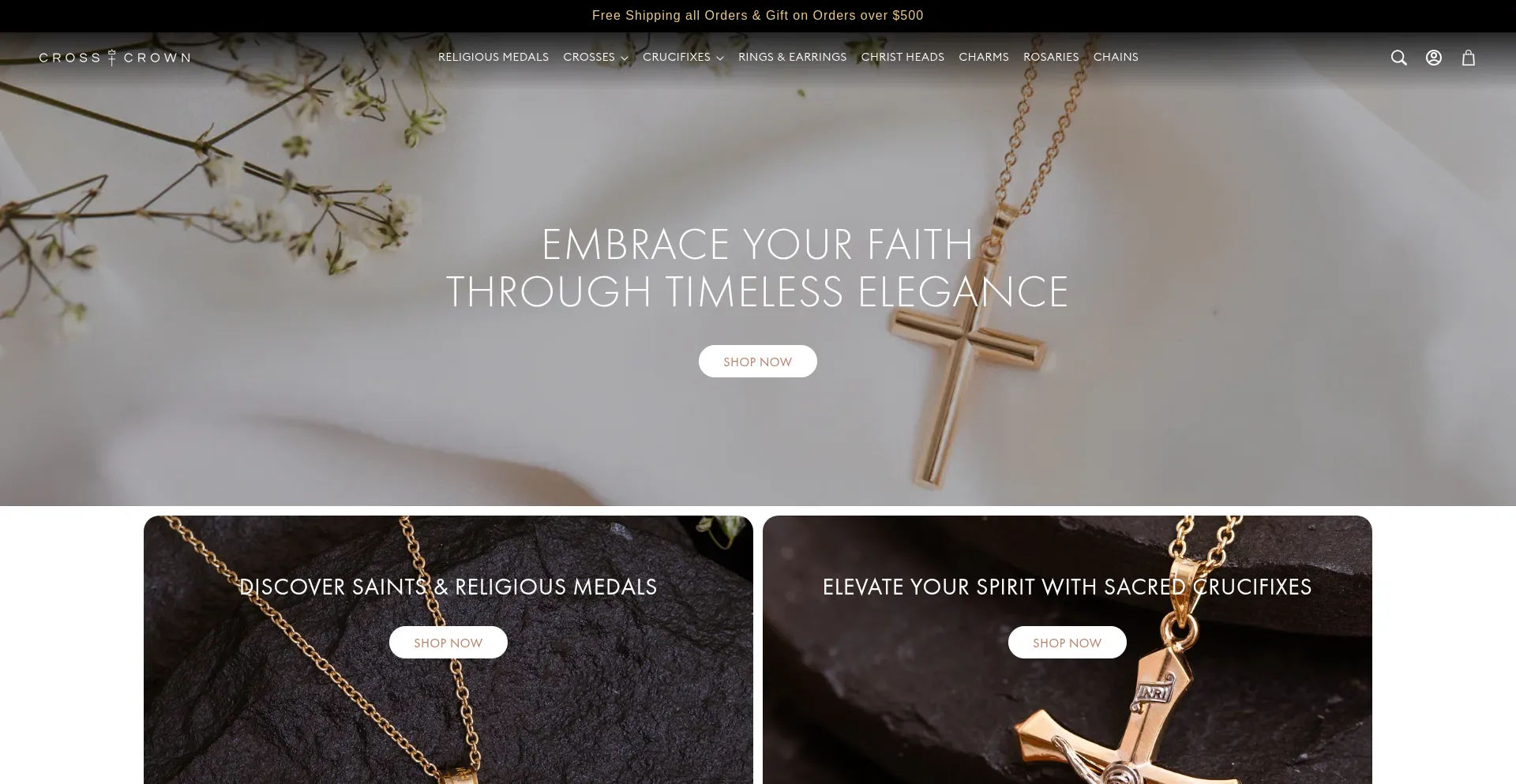 Website screenshot of Shopcrosscrown.com