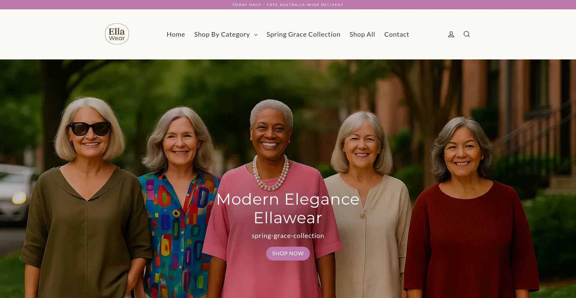 Website screenshot of Shopellawear.com
