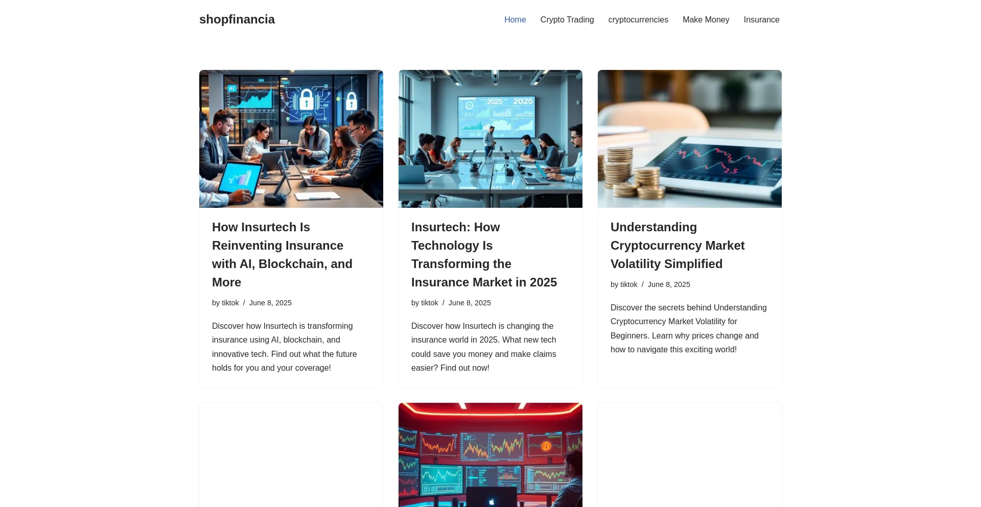 Website screenshot of Shopfinancia.com