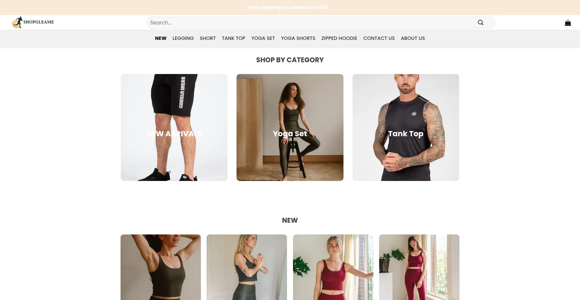 Website screenshot of Shopgleame.com