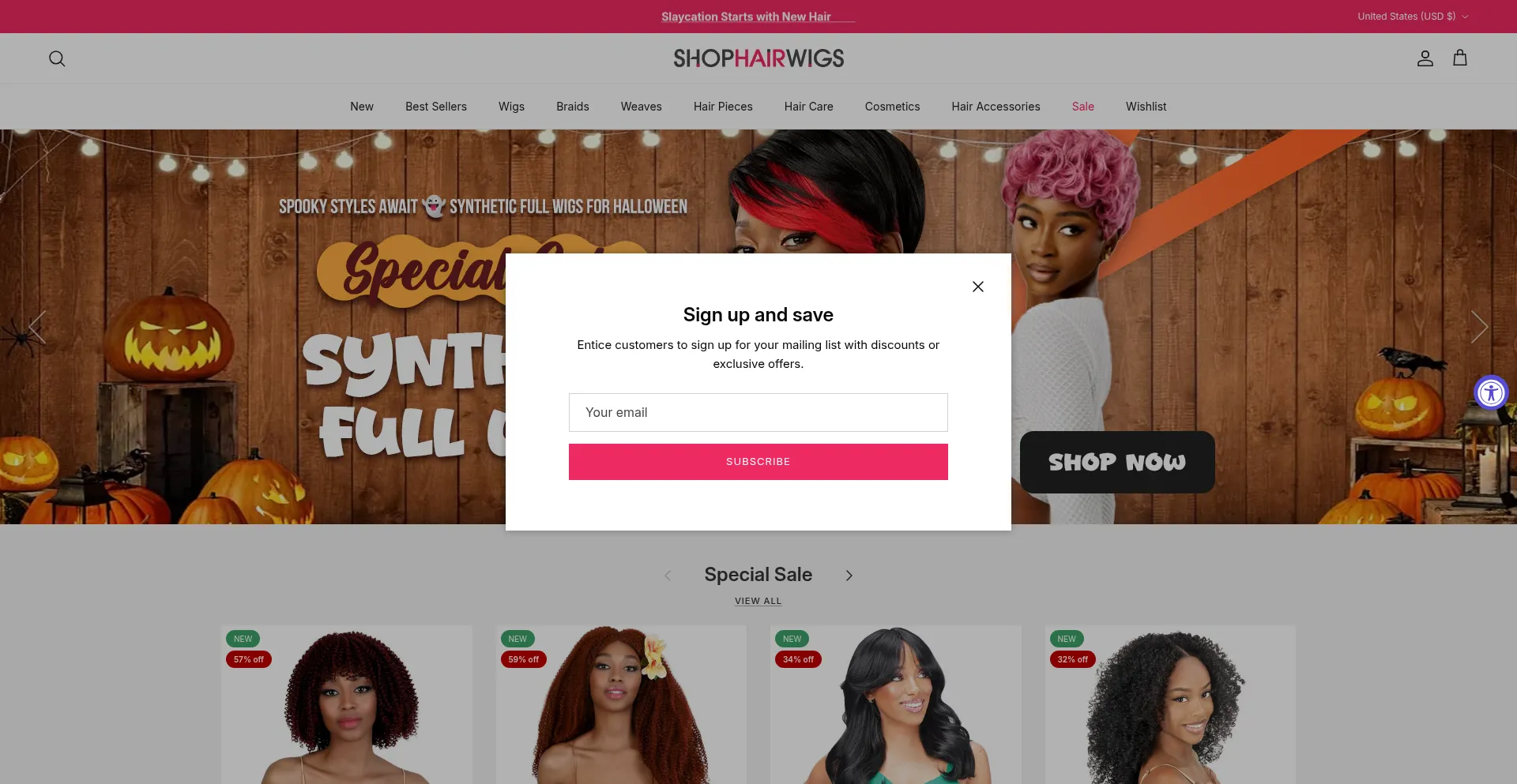 Shophairwigs.com Screenshot