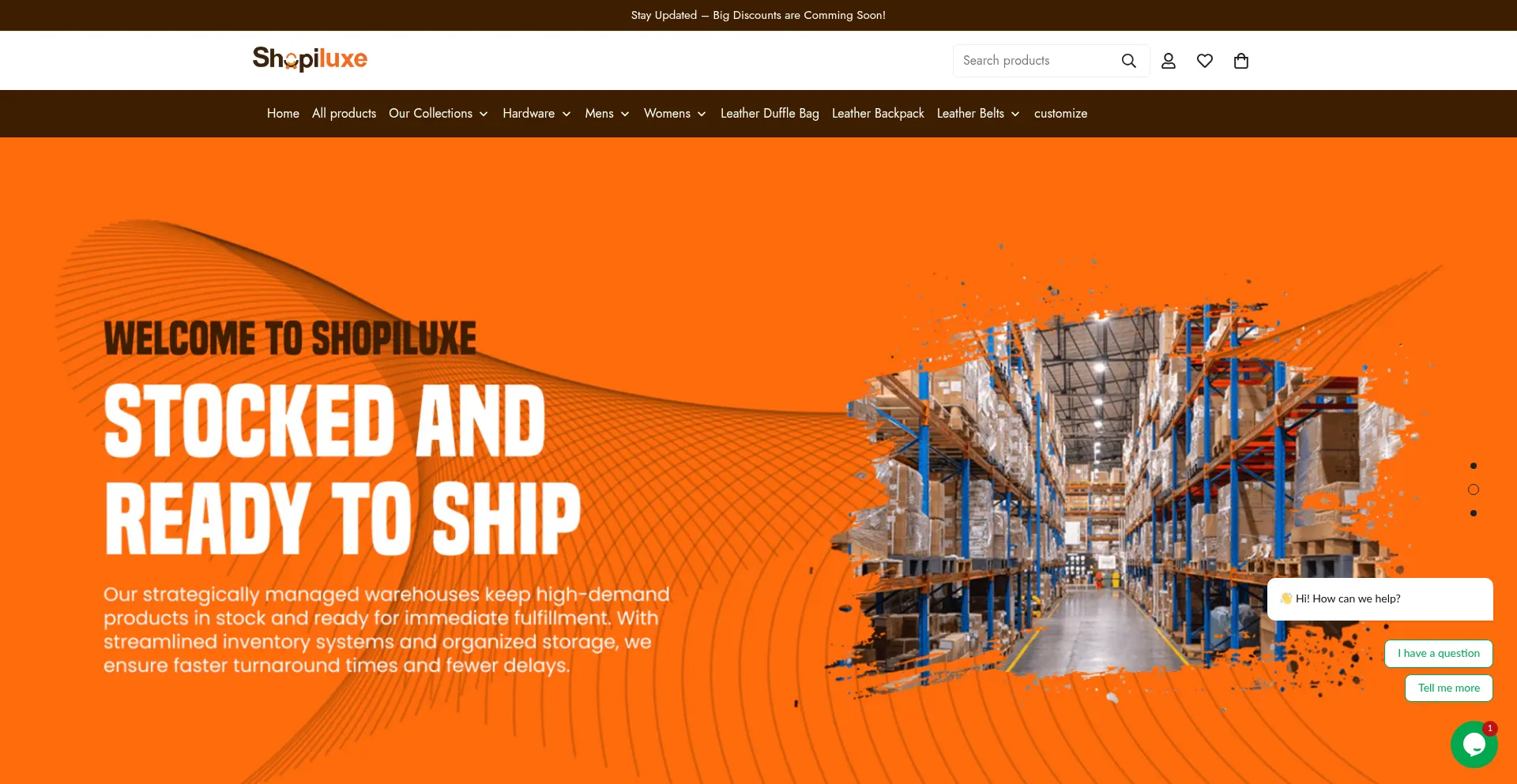Website screenshot of Shopiluxe.com