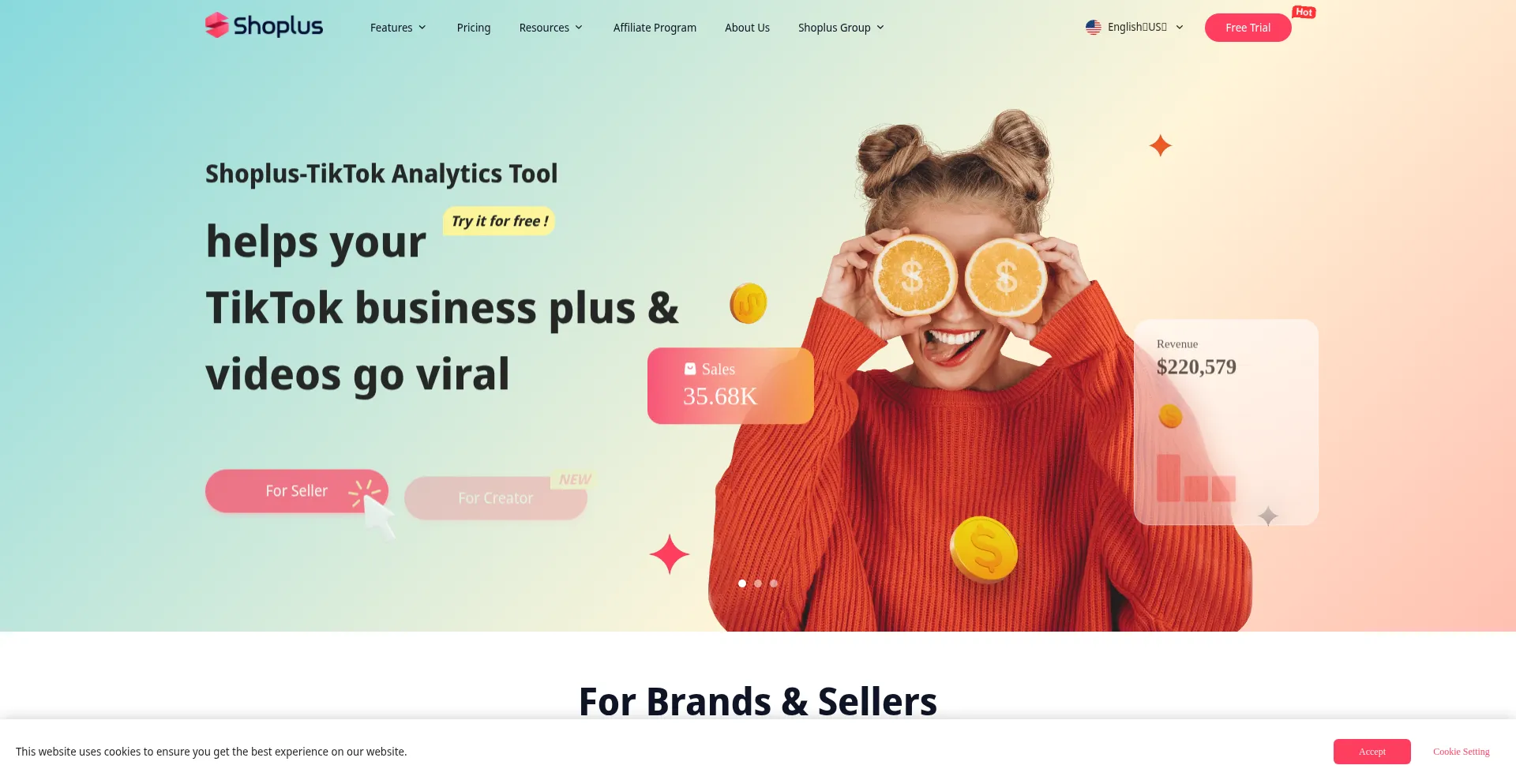 Website screenshot of Shoplus.net