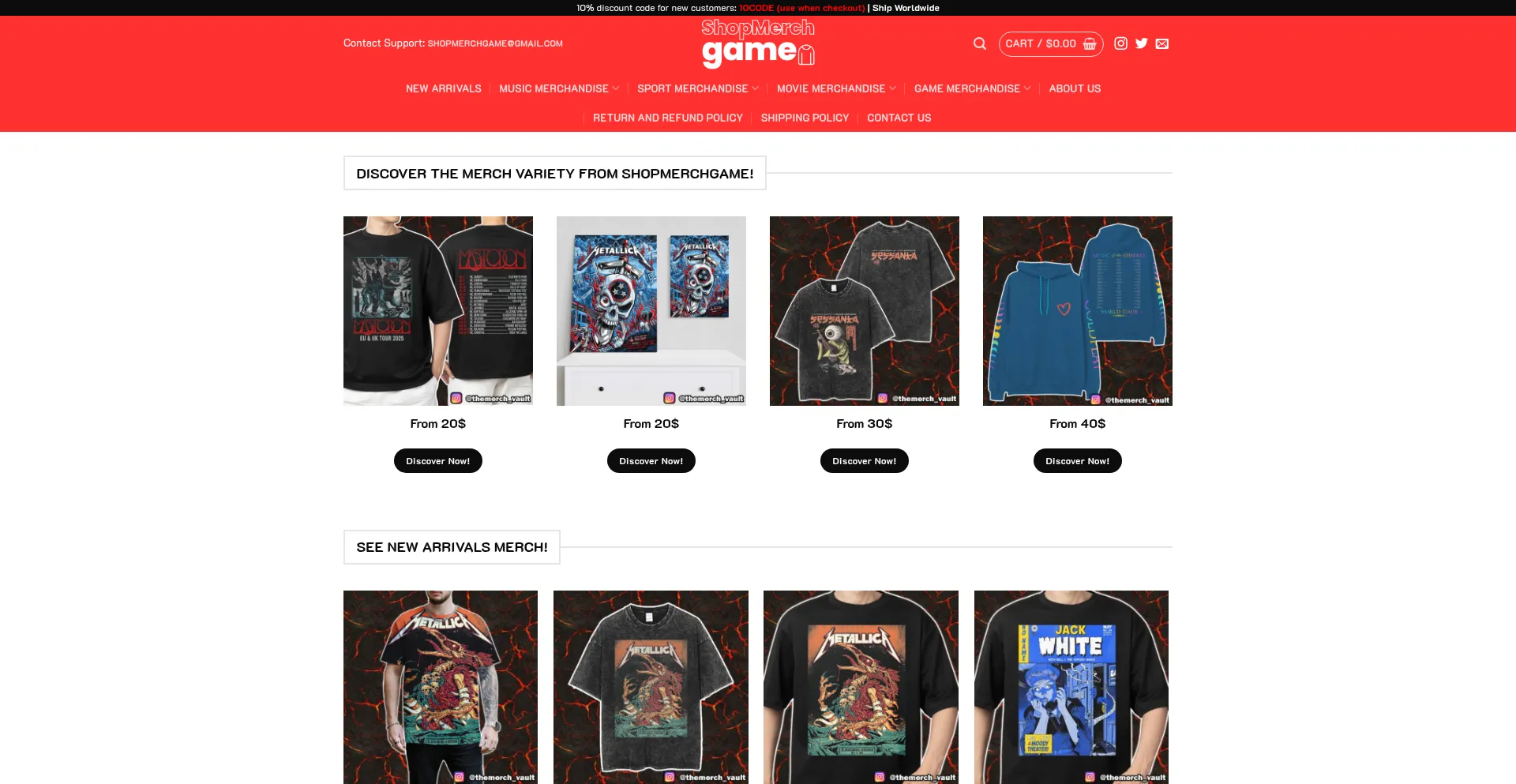 Website screenshot of Shopmerchgame.com