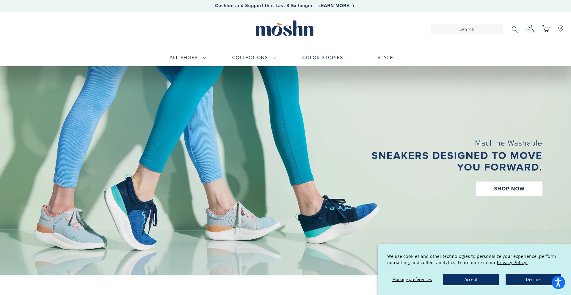 Website screenshot of Shopmoshn.com