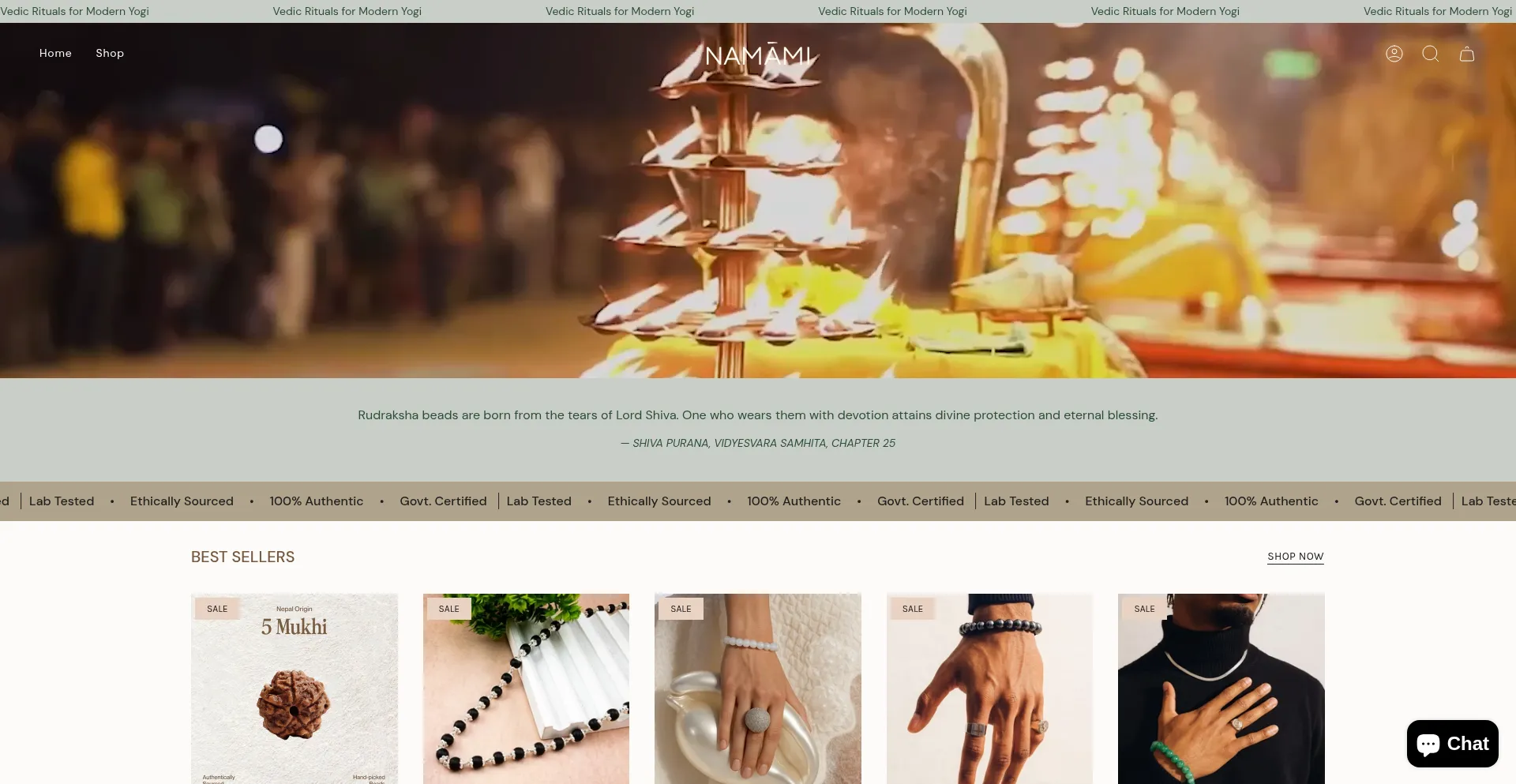 Website screenshot of Shopnamami.com