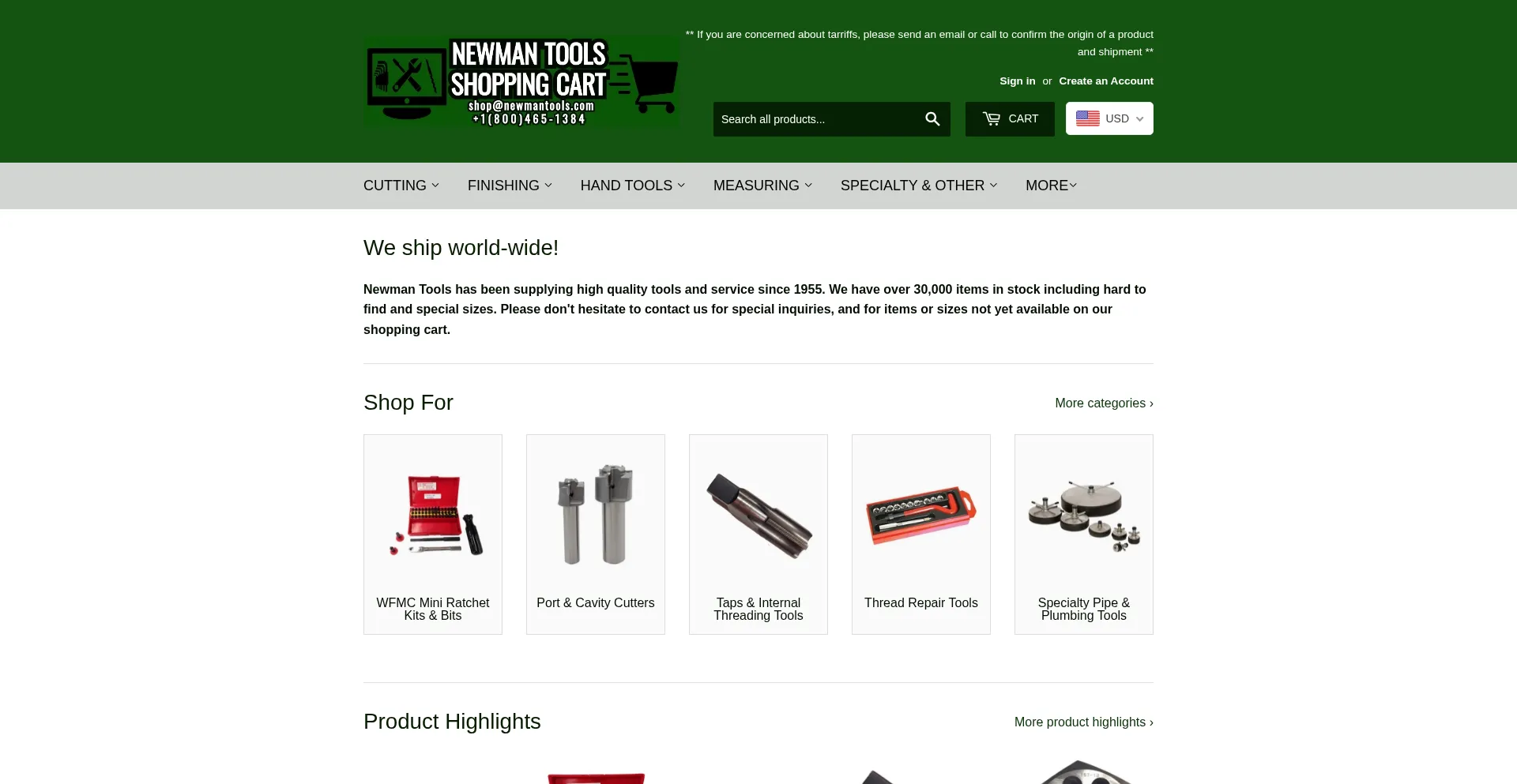 Website screenshot of Shopnewmantools.com