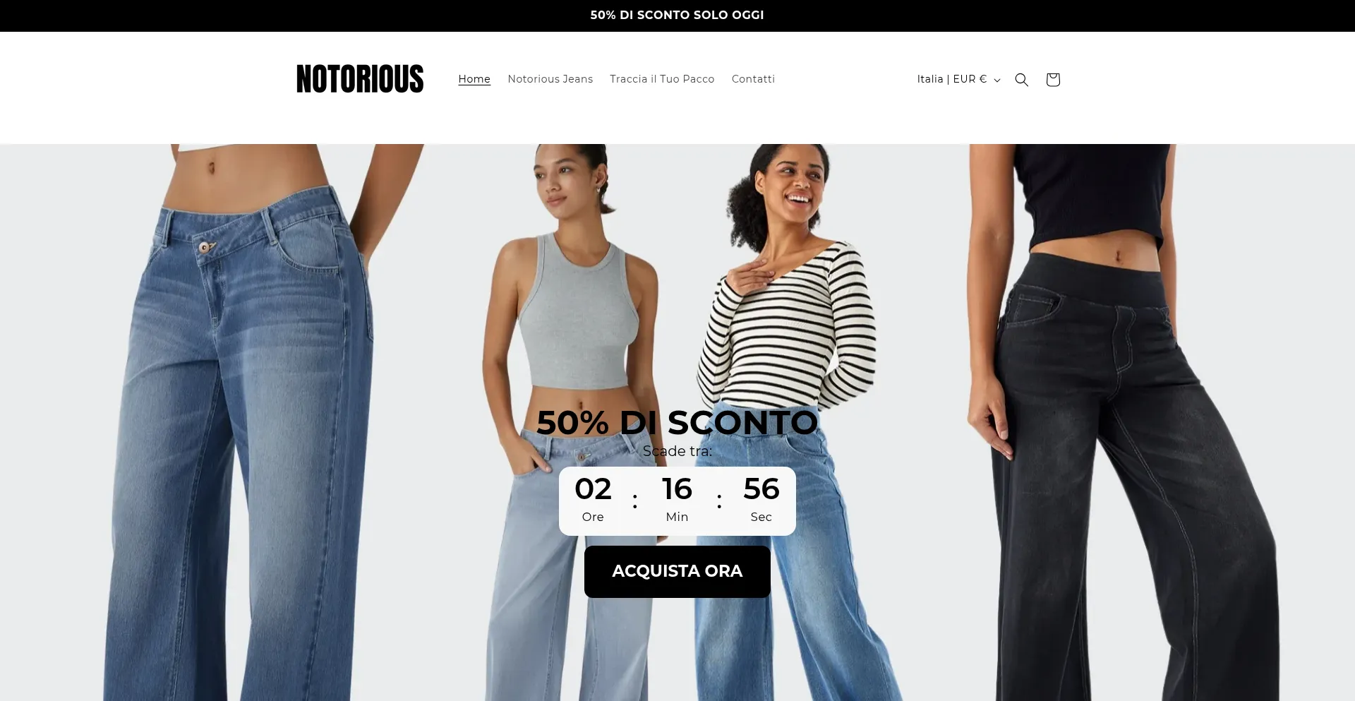 Website screenshot of Shopnotorious.it