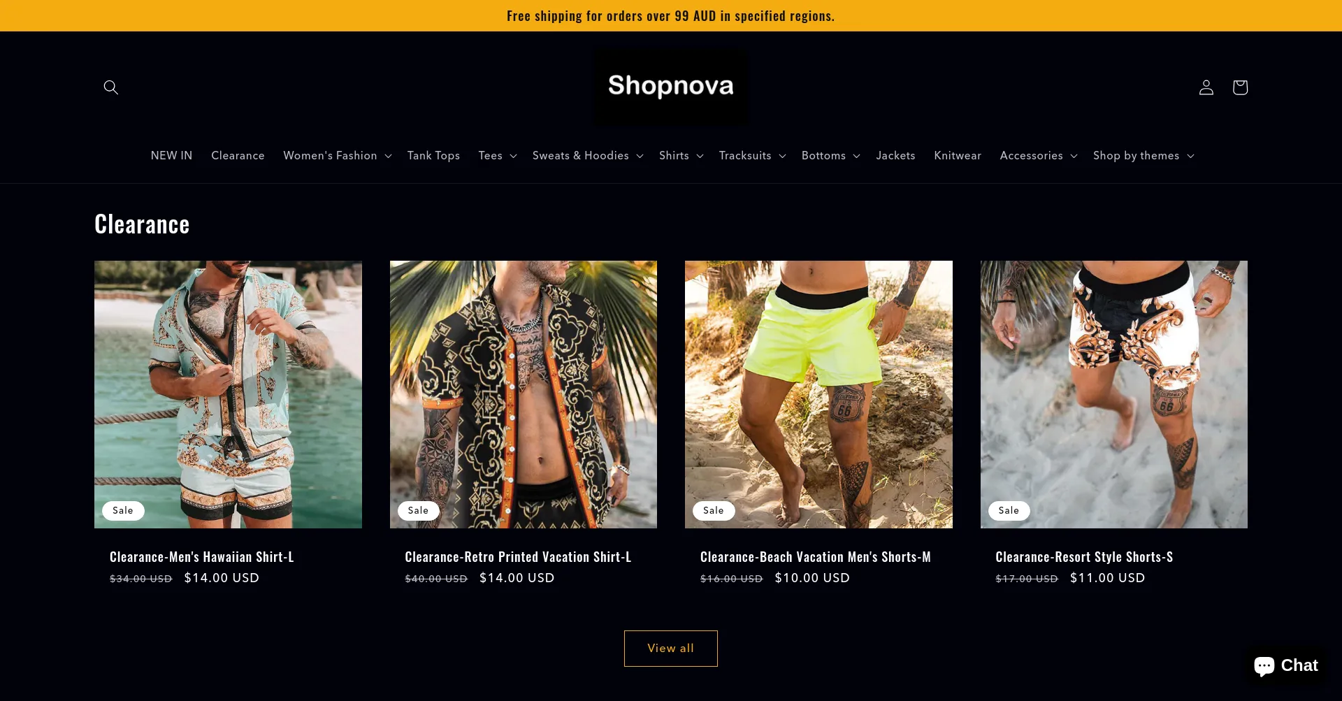 Website screenshot of Shopnova.com.au