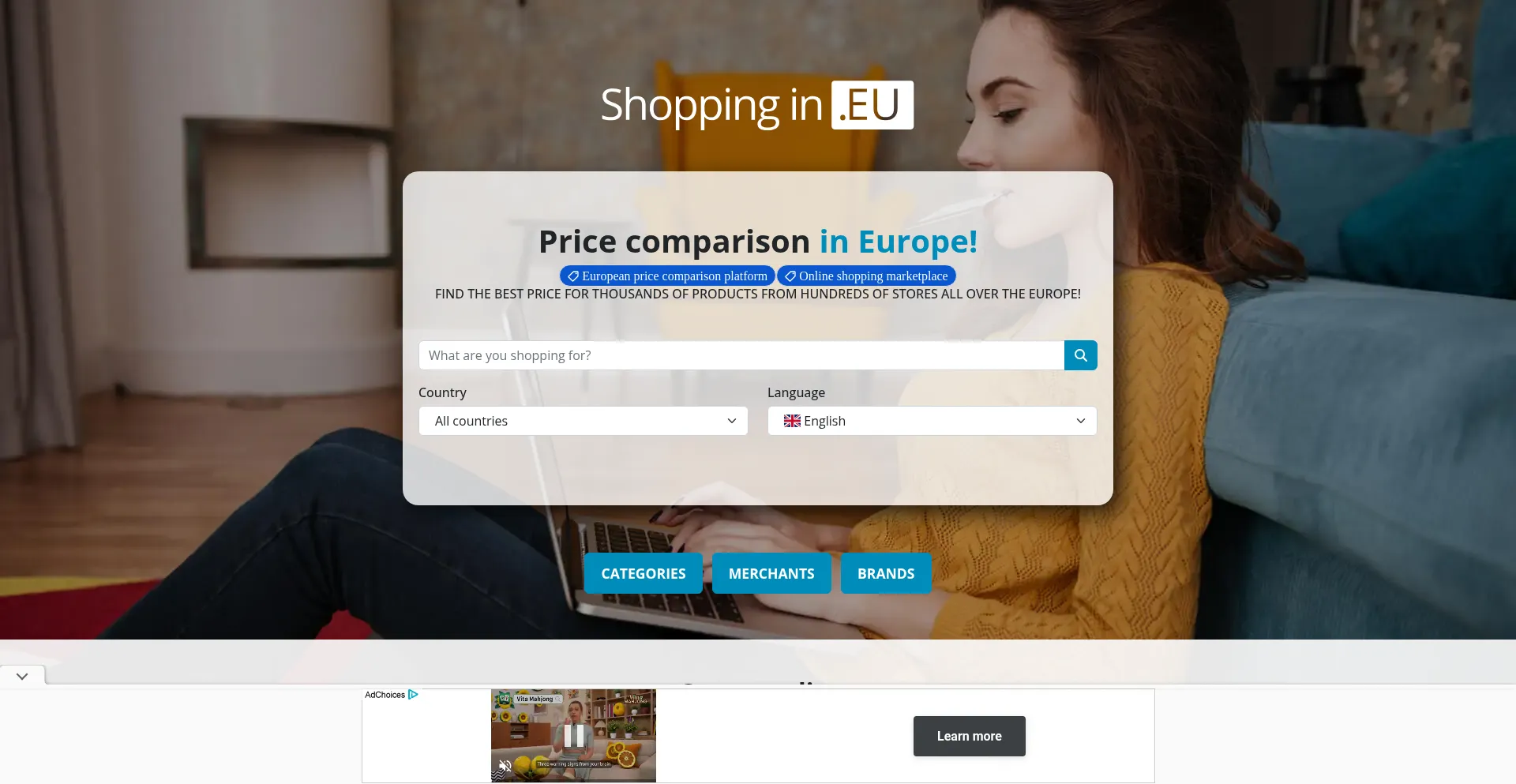 Website screenshot of Shoppingin.eu