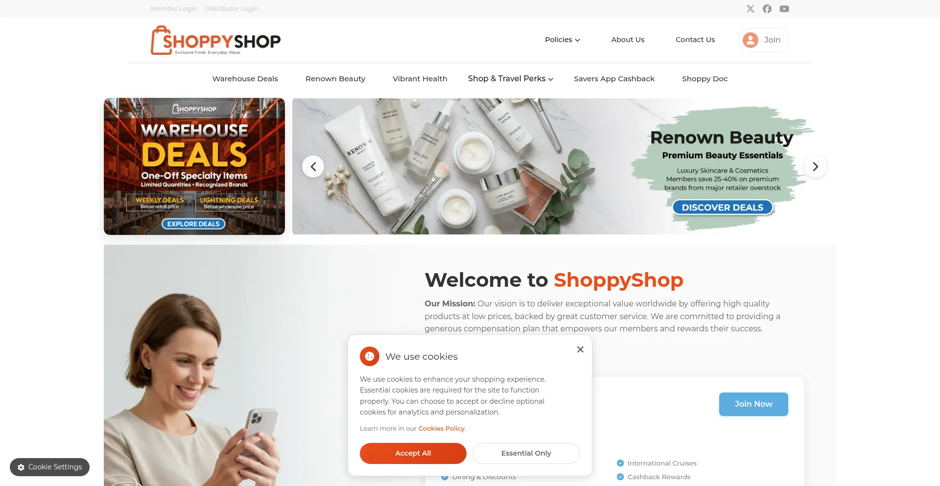 Website screenshot of Shoppyshop.com