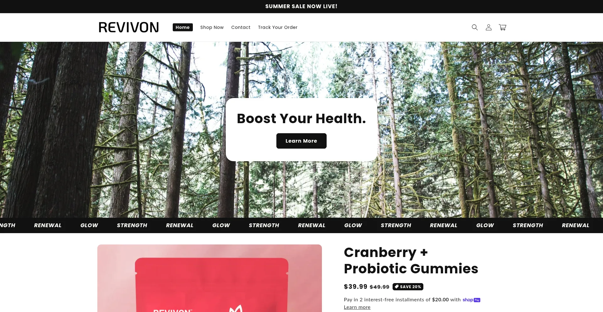 Shoprevivon.com Screenshot