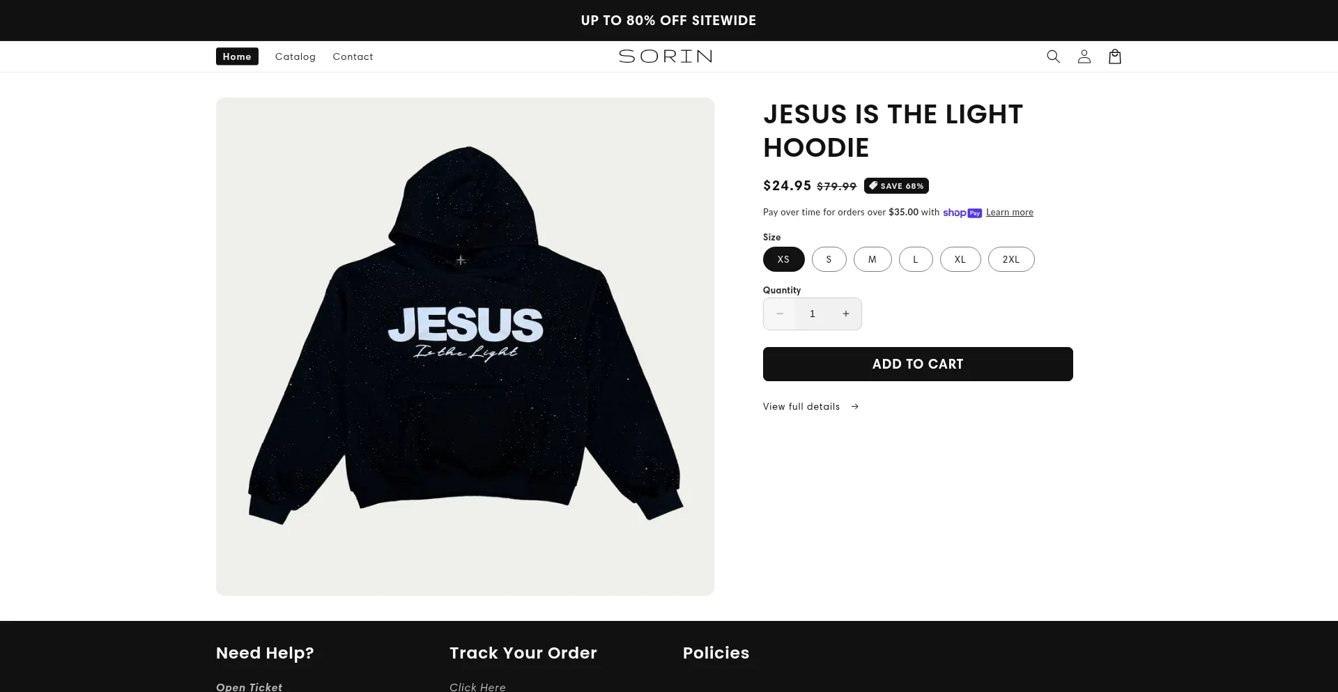 Website screenshot of Shopsorin.com