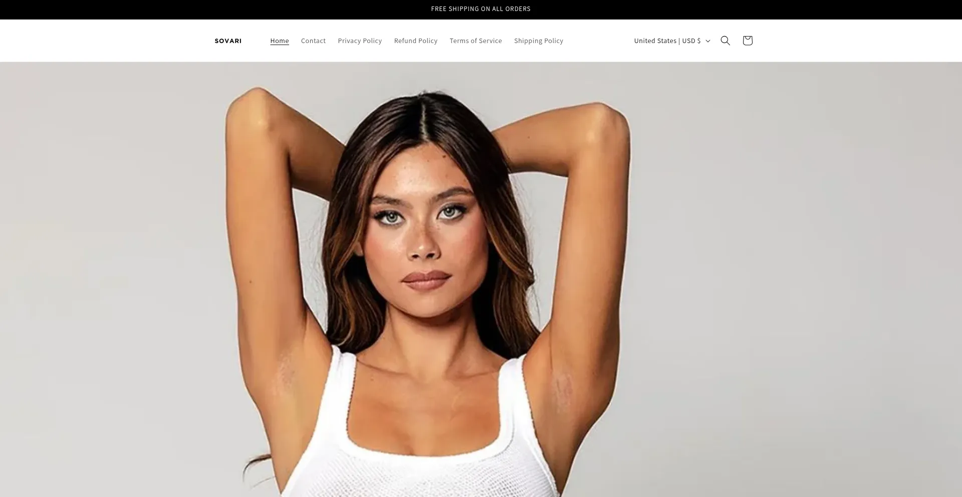 Website screenshot of Shopsovari.com