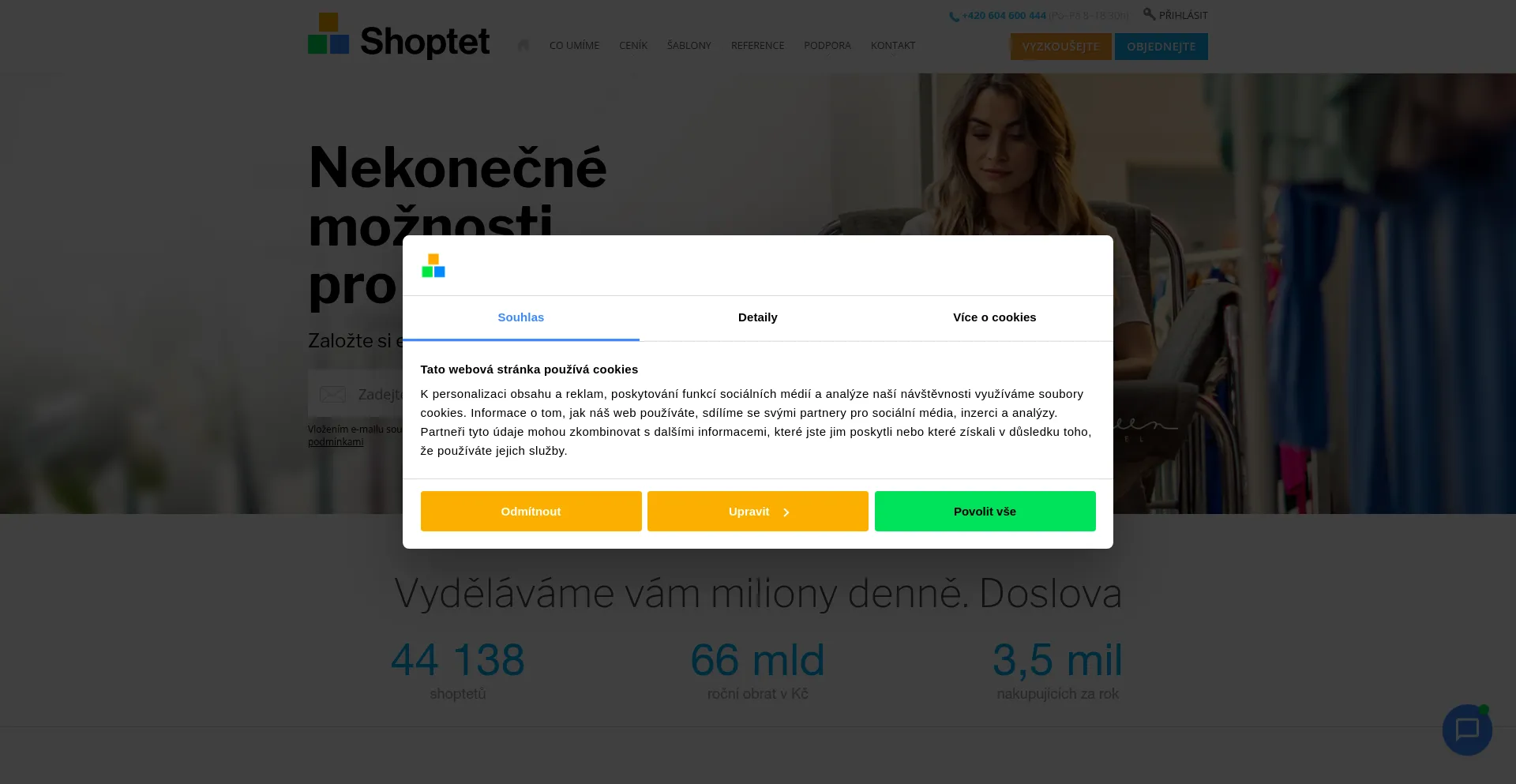 Website screenshot of Shoptet.cz