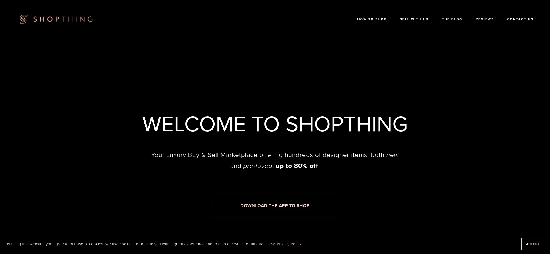 Website screenshot of Shopthing.com