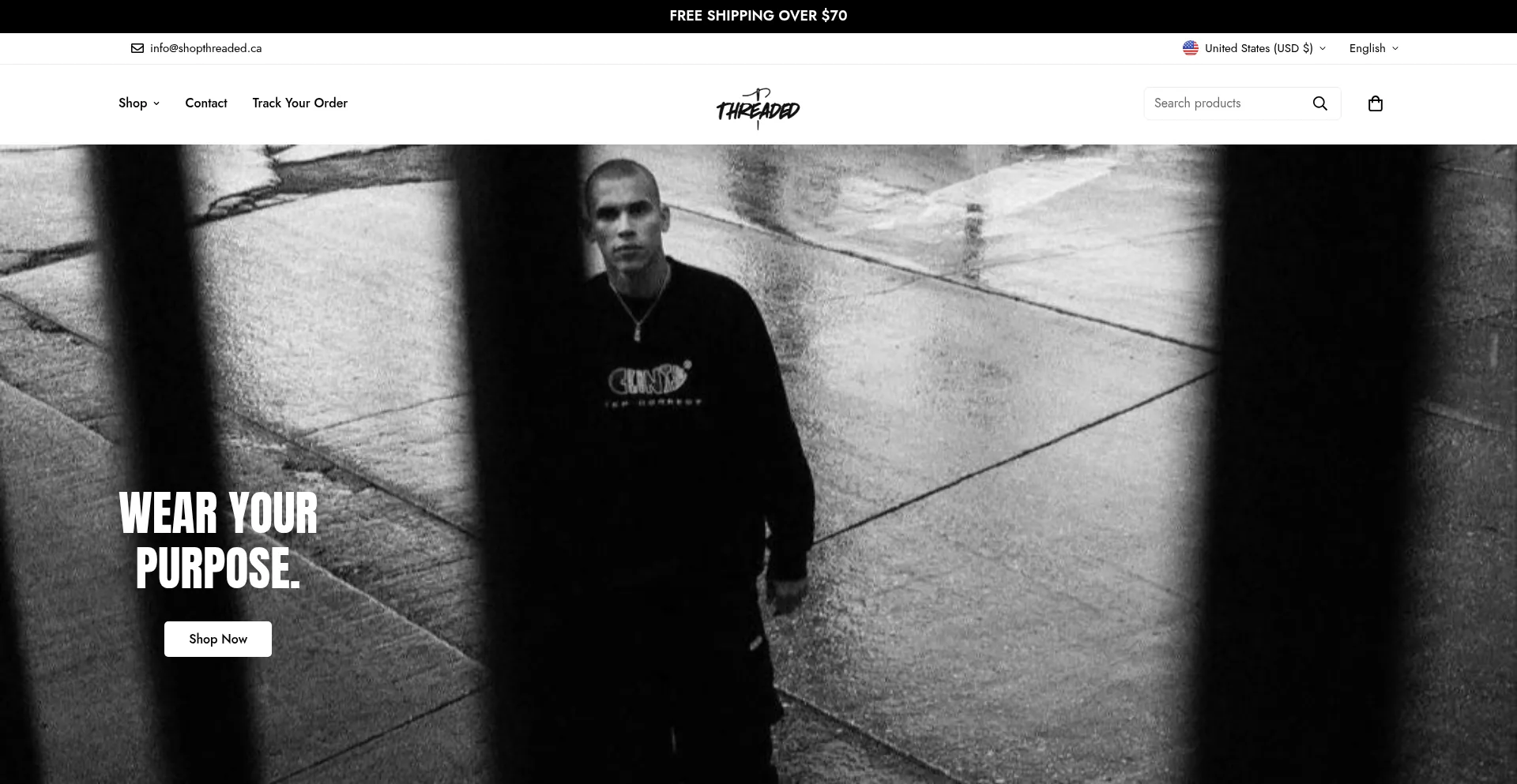 Website screenshot of Shopthreaded.ca