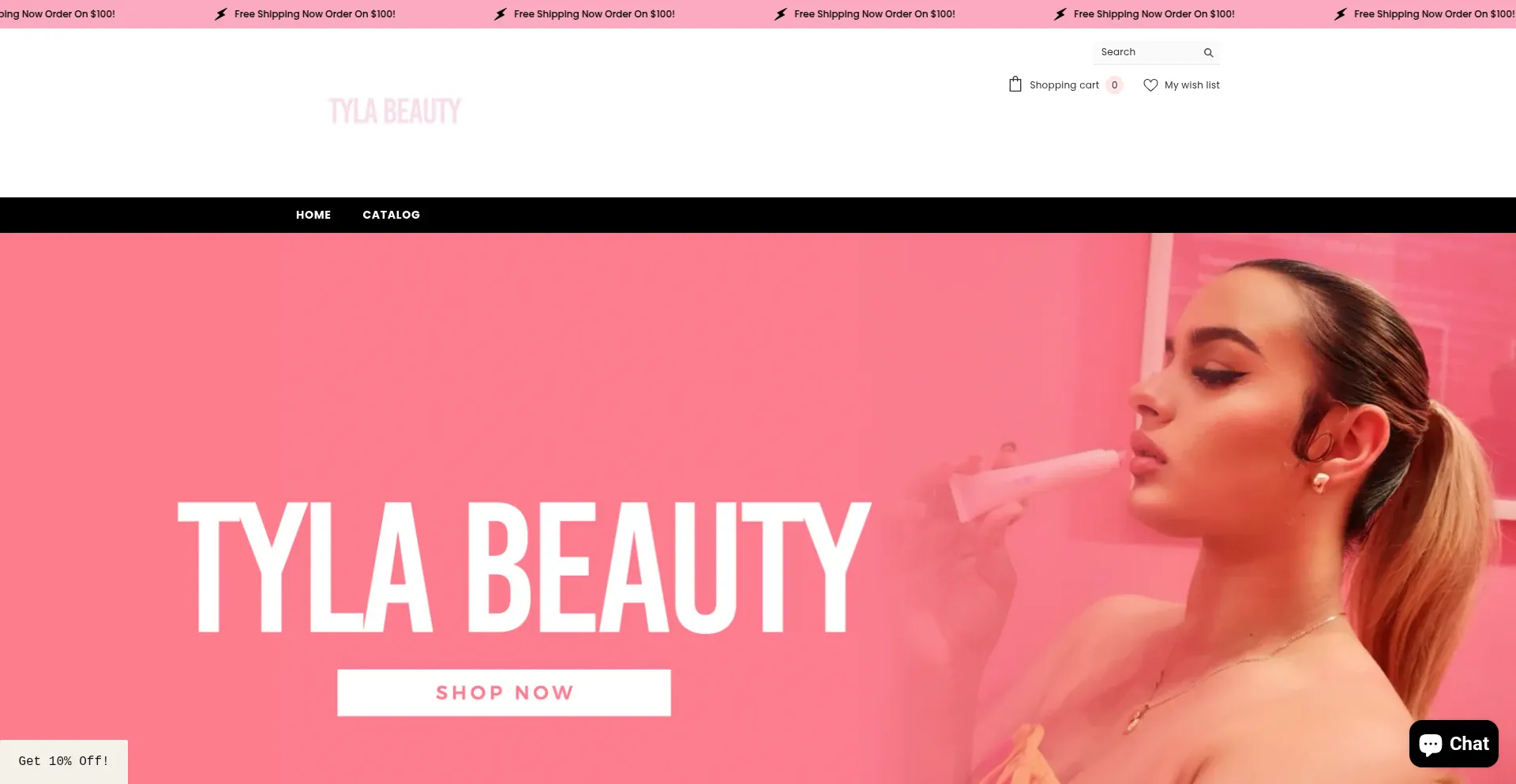 Website screenshot of Shoptyla.com