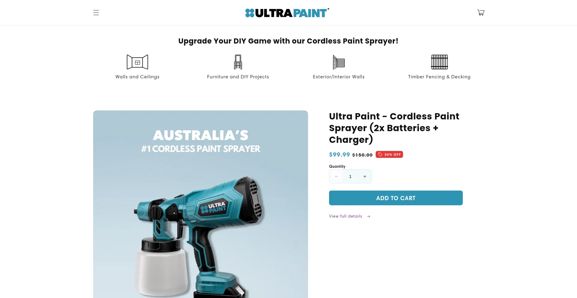 Website screenshot of Shopultrapaint.com