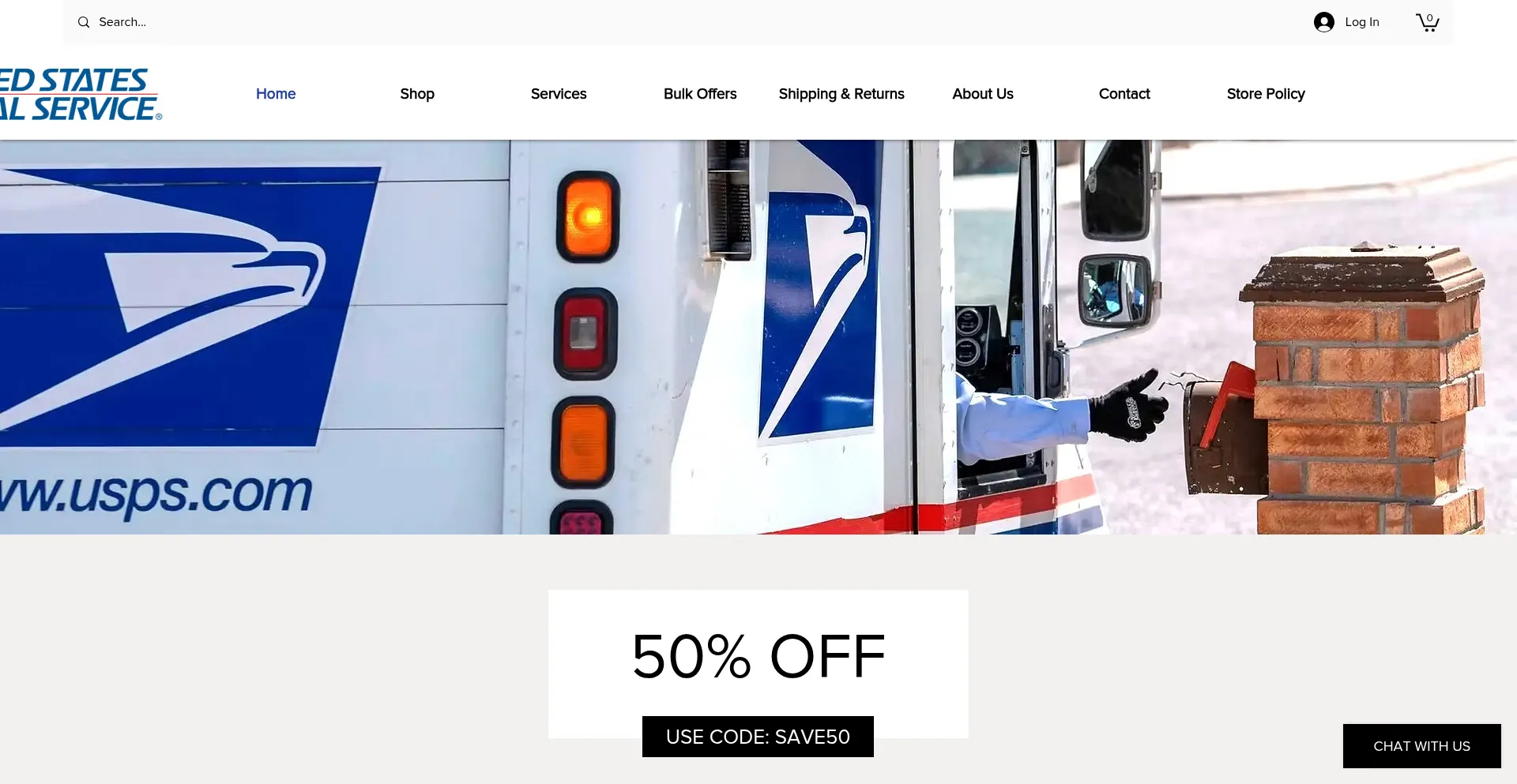 Website screenshot of Shopusstamps.com