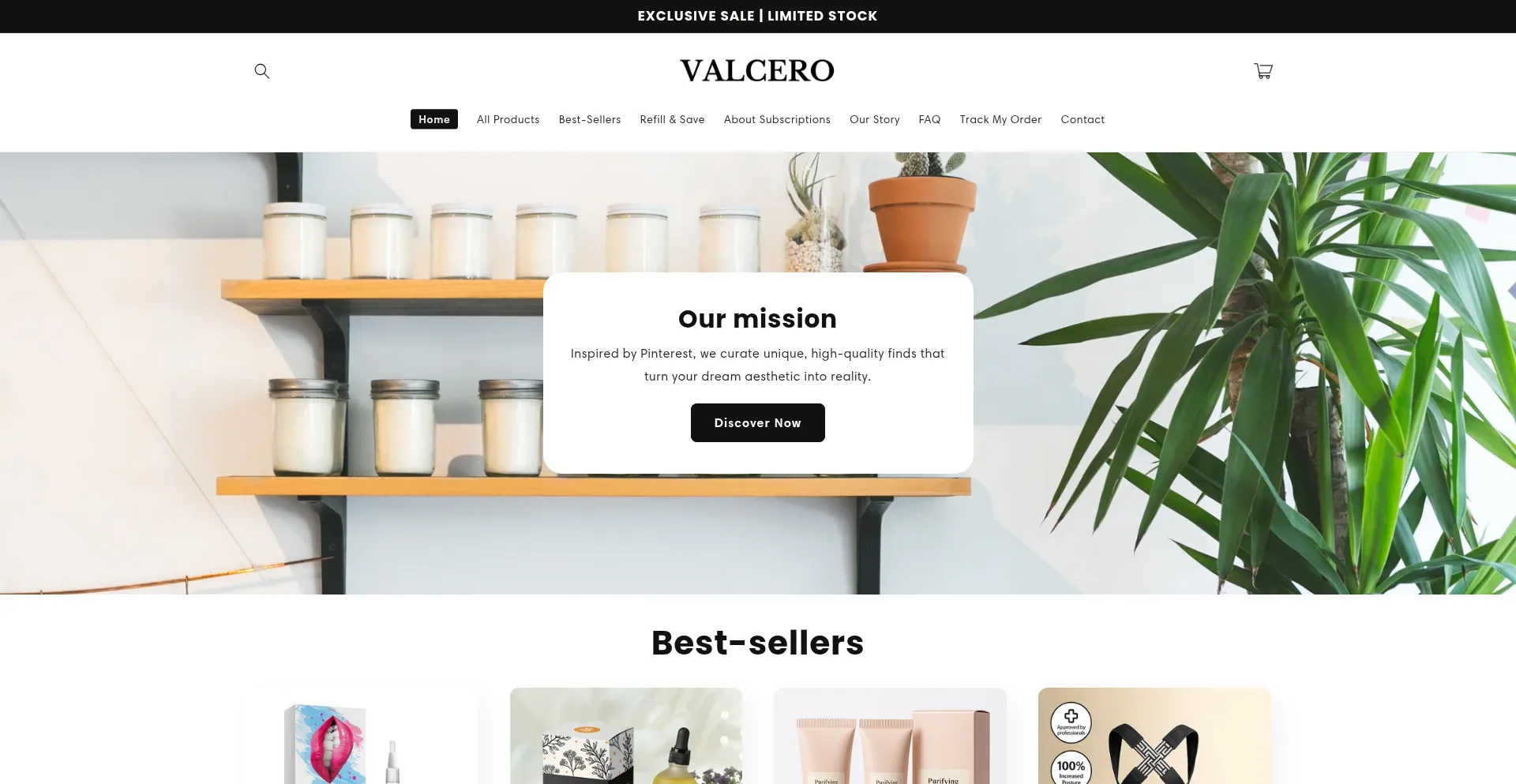 Website screenshot of Shopvalcero.com