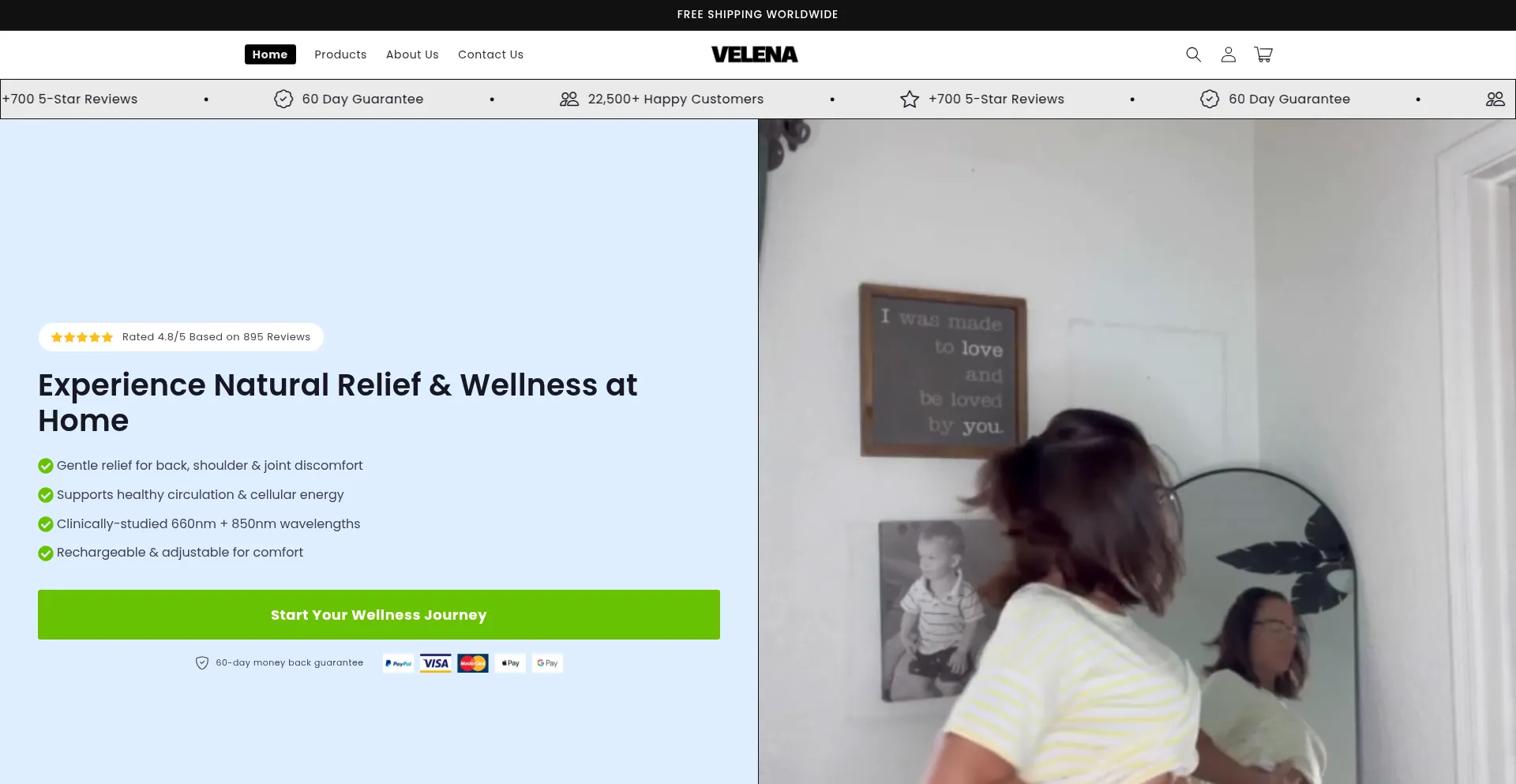 Website screenshot of Shopvelena.com