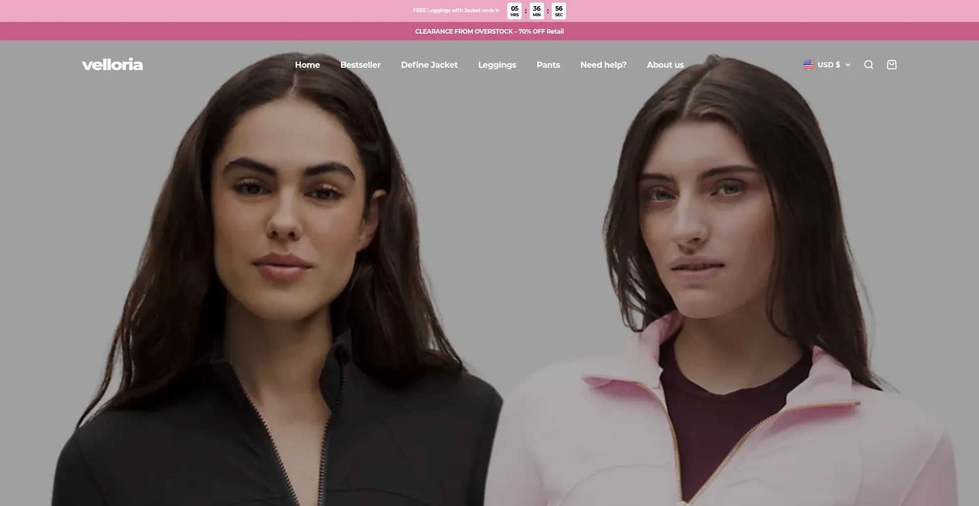 Website screenshot of Shopvelloria.com