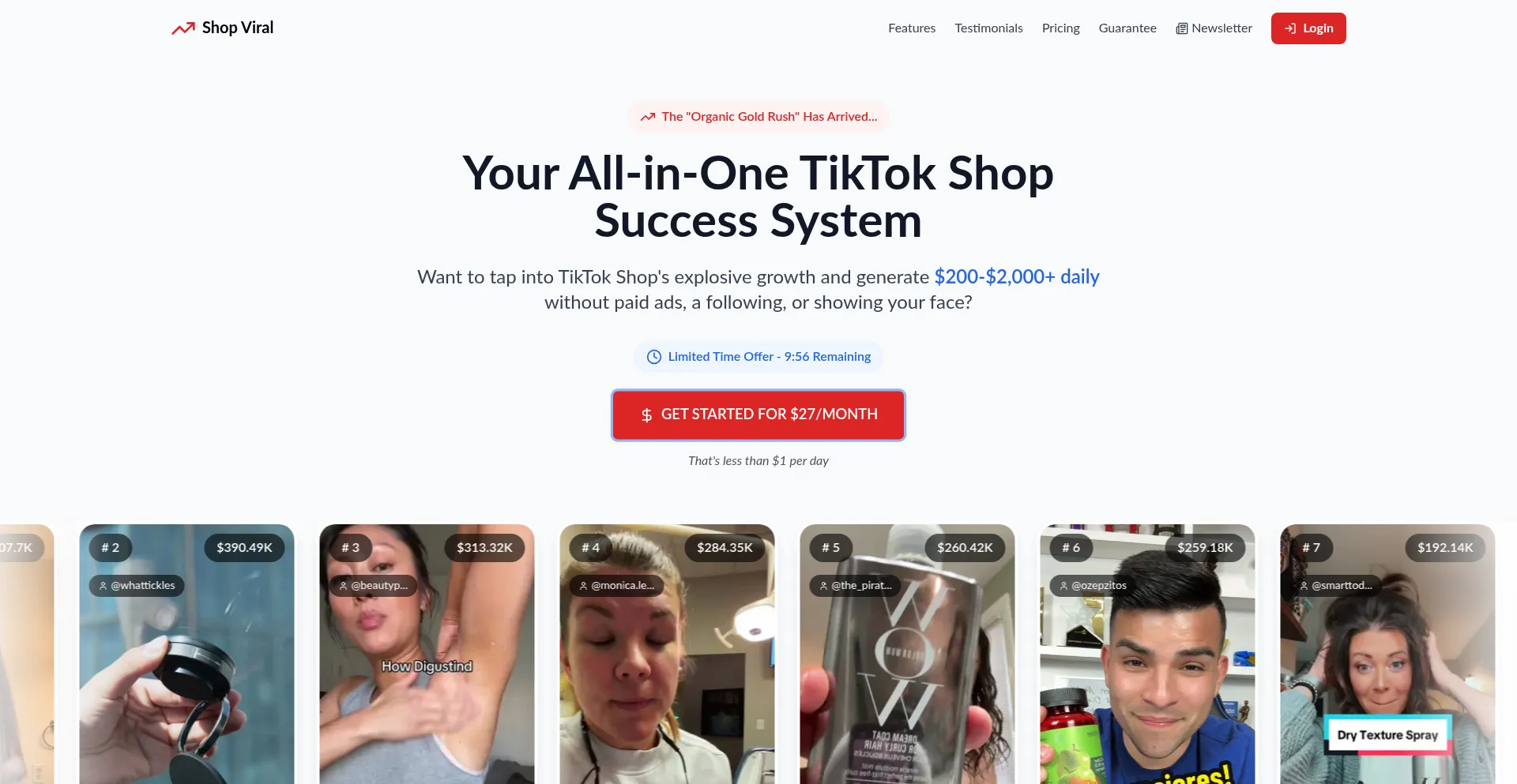 Website screenshot of Shopviral.app