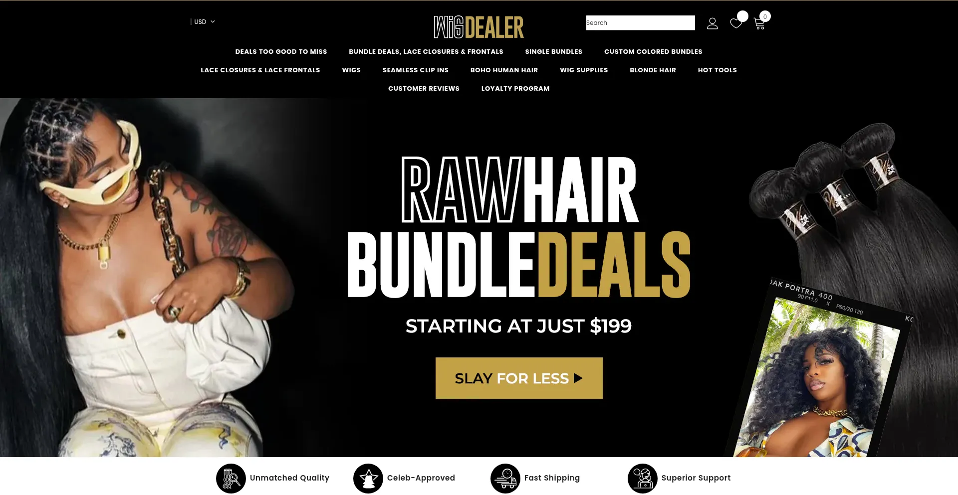 Website screenshot of Shopwigdealer.com
