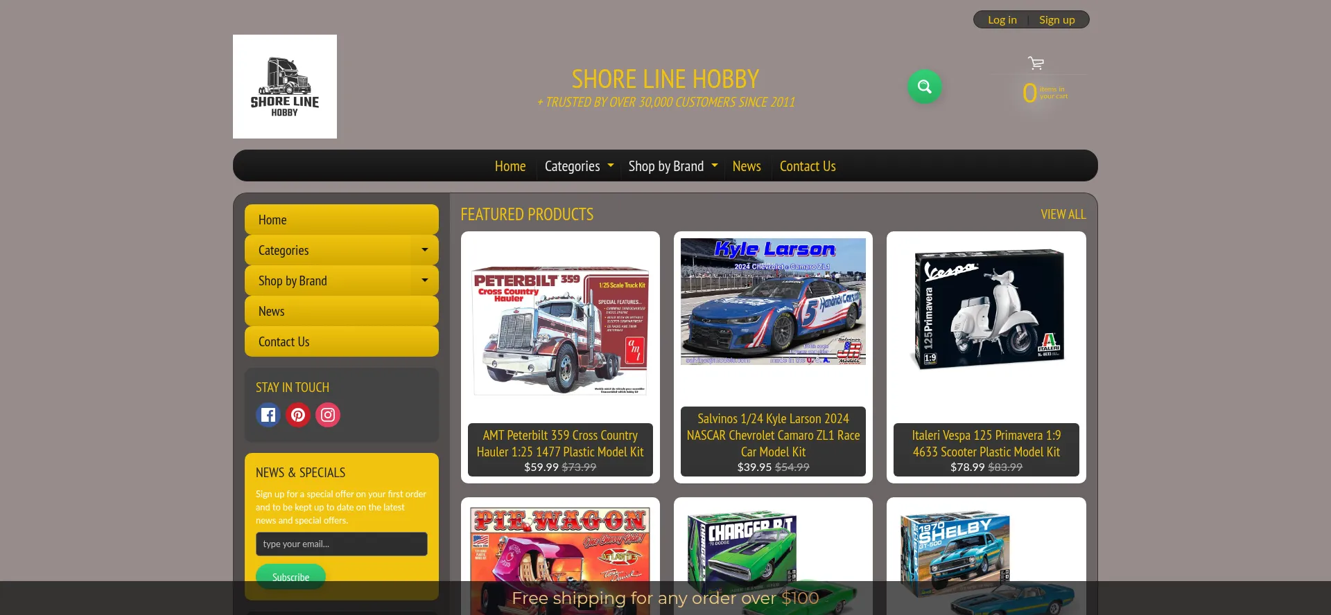 Website screenshot of Shorelinehobby.com