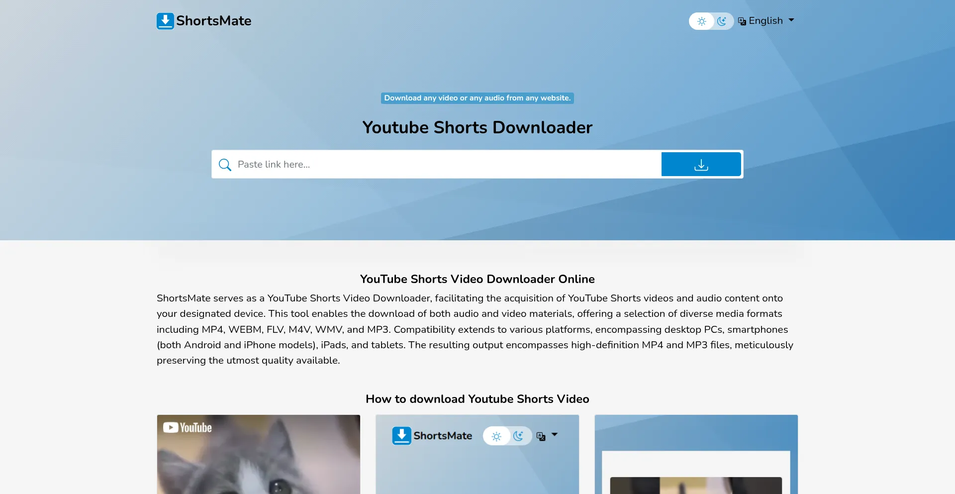 Website screenshot of Shortsmate.com