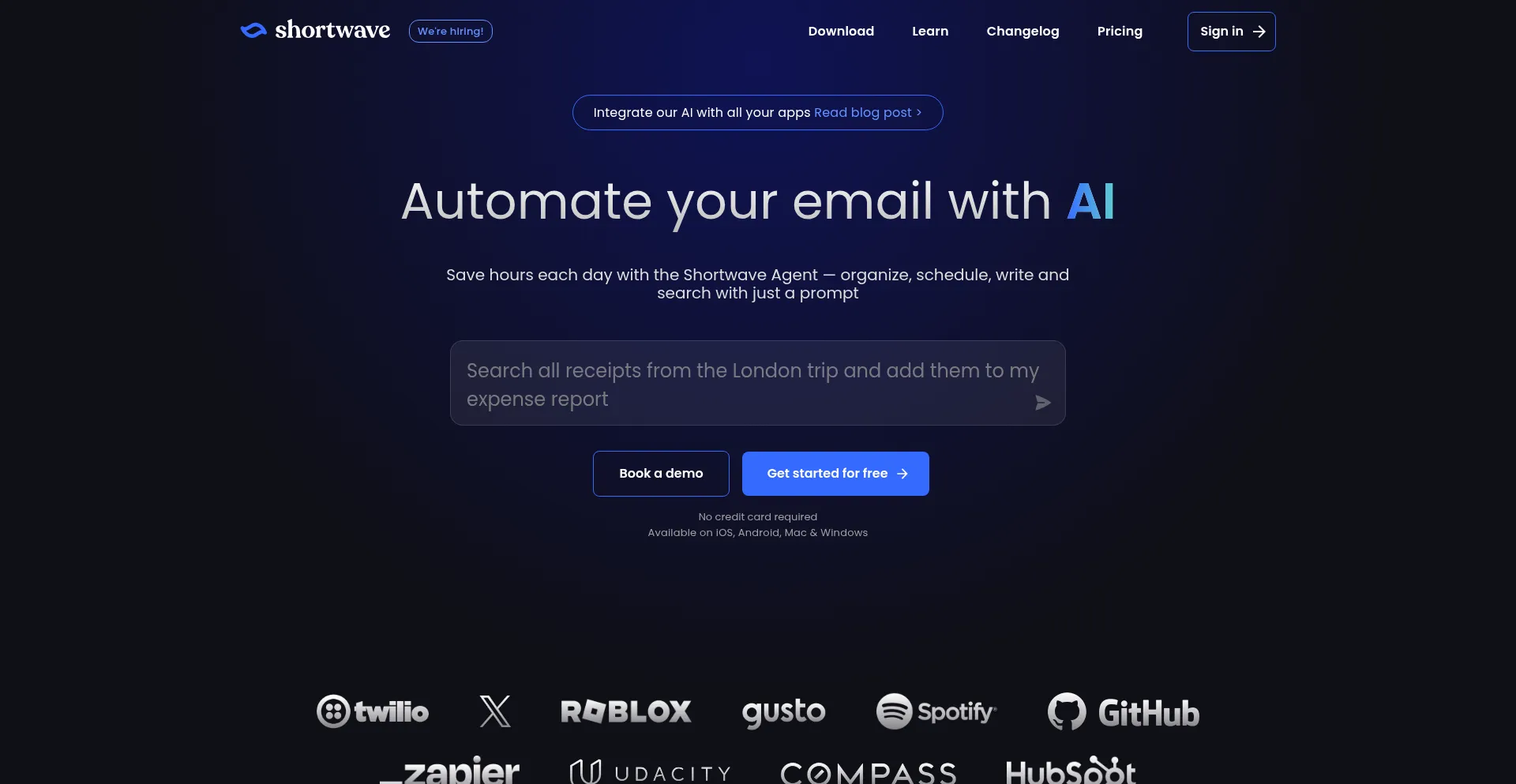 Website screenshot of Shortwave.com