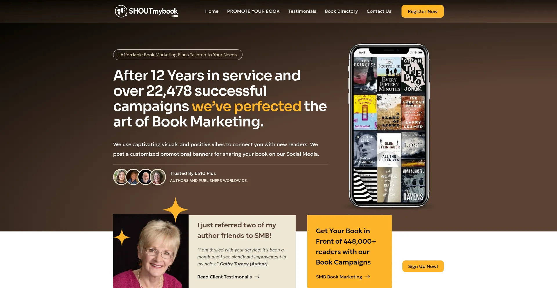 Website screenshot of Shoutmybook.com