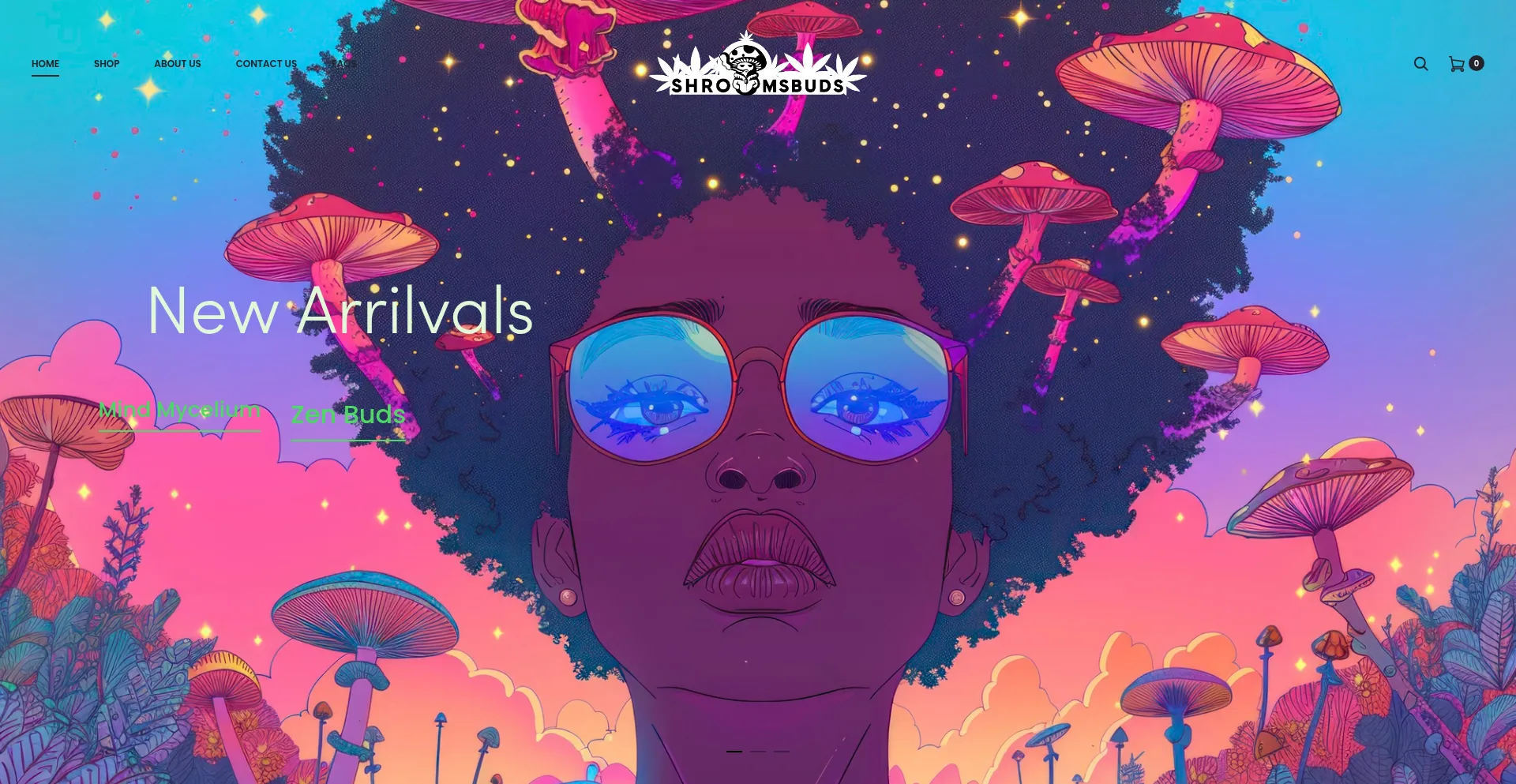 Website screenshot of Shroomsbuds.com