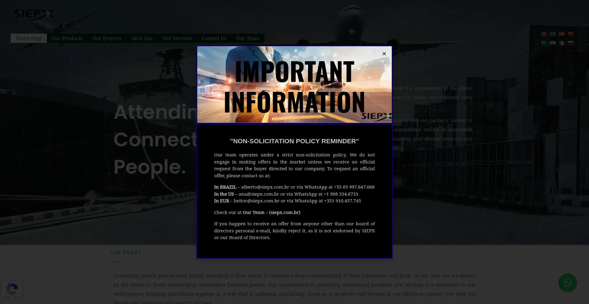 Website screenshot of Siepx.com.br