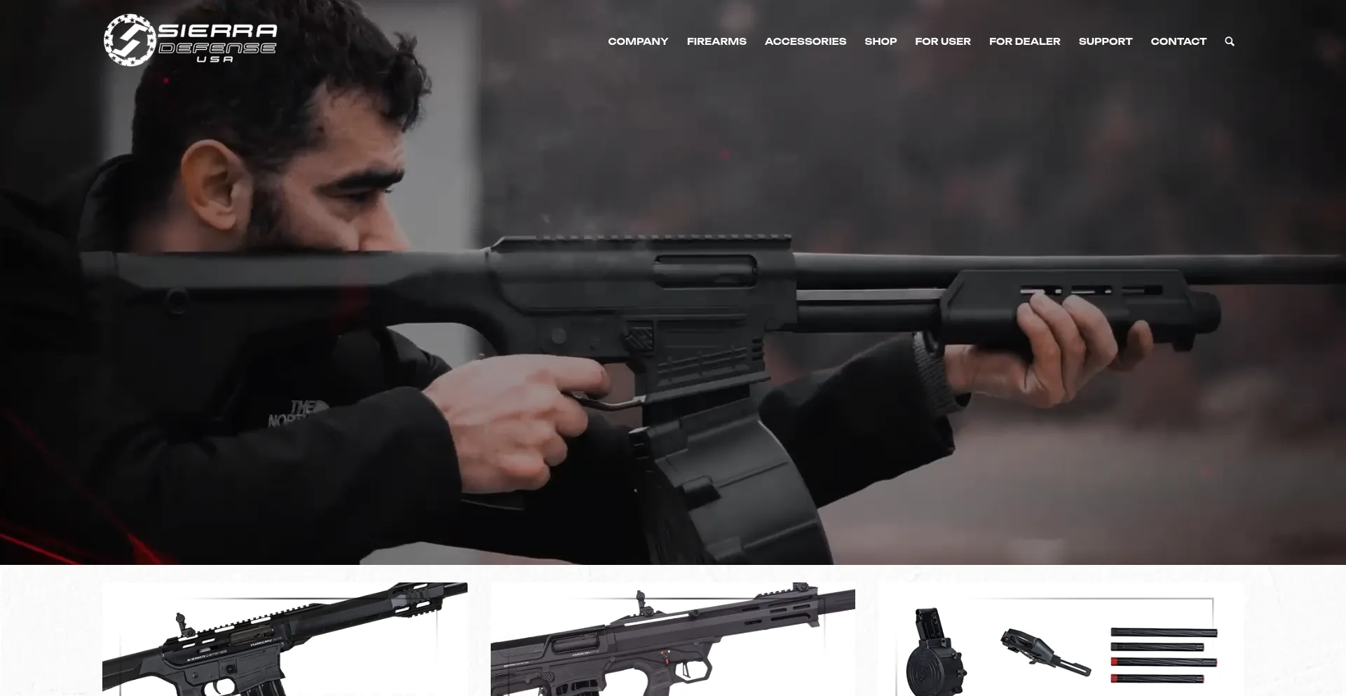 Website screenshot of Sierradefenseusa.com