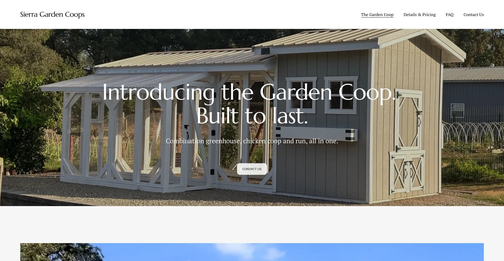 Website screenshot of Sierragardencoops.com