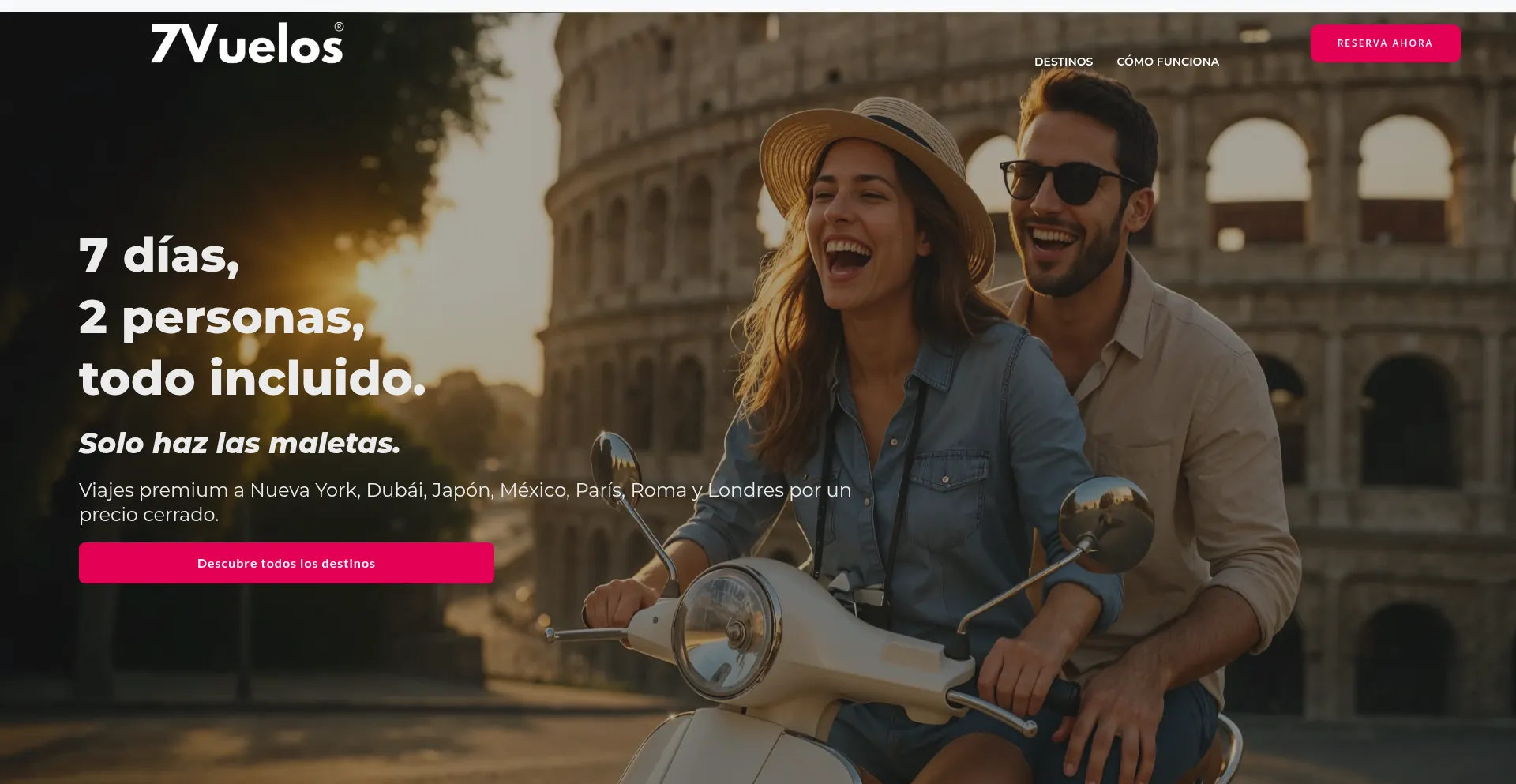 Website screenshot of Sietevuelos.com