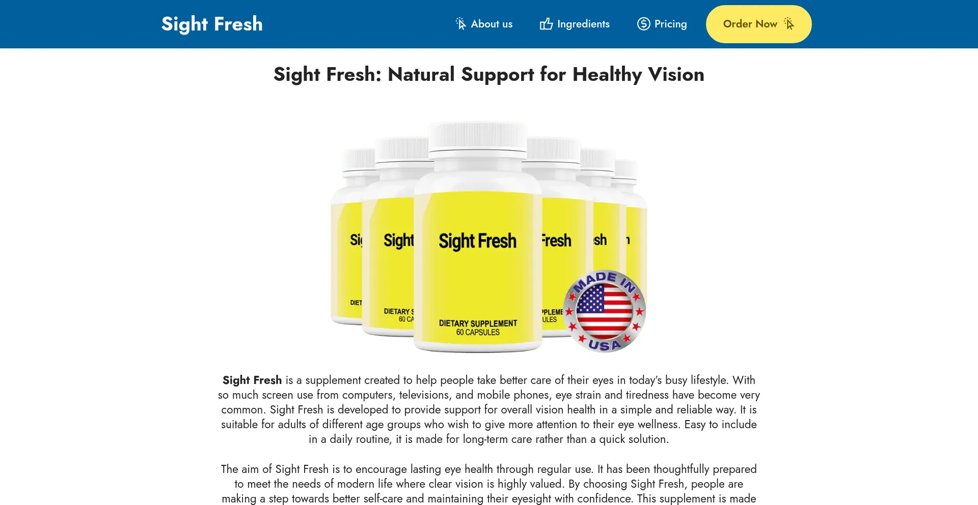 Website screenshot of Sight-fresh.us